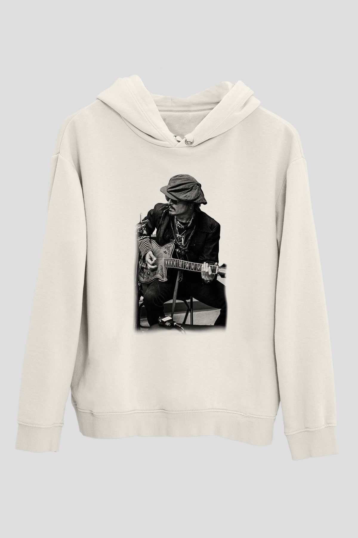 Johnny Depp Beyaz Unisex Kapşonlu Sweatshirt