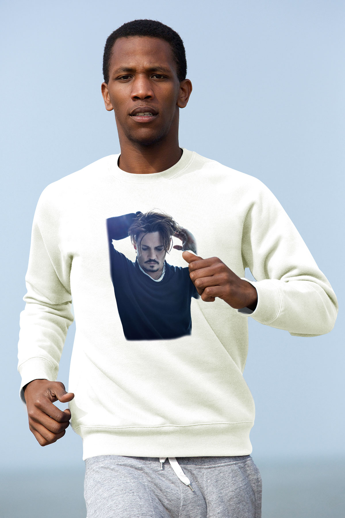 Johnny Depp Beyaz Unisex Sweatshirt