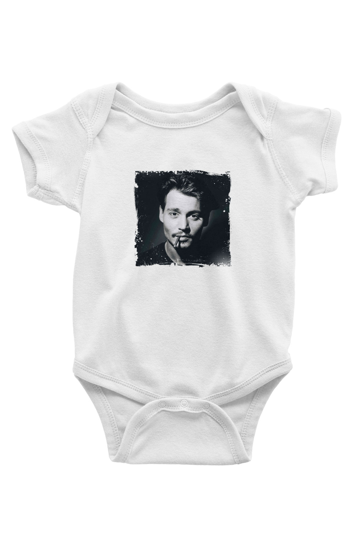 Johnny Depp Unisex Baskılı Beyaz Bebek Body - Zıbın