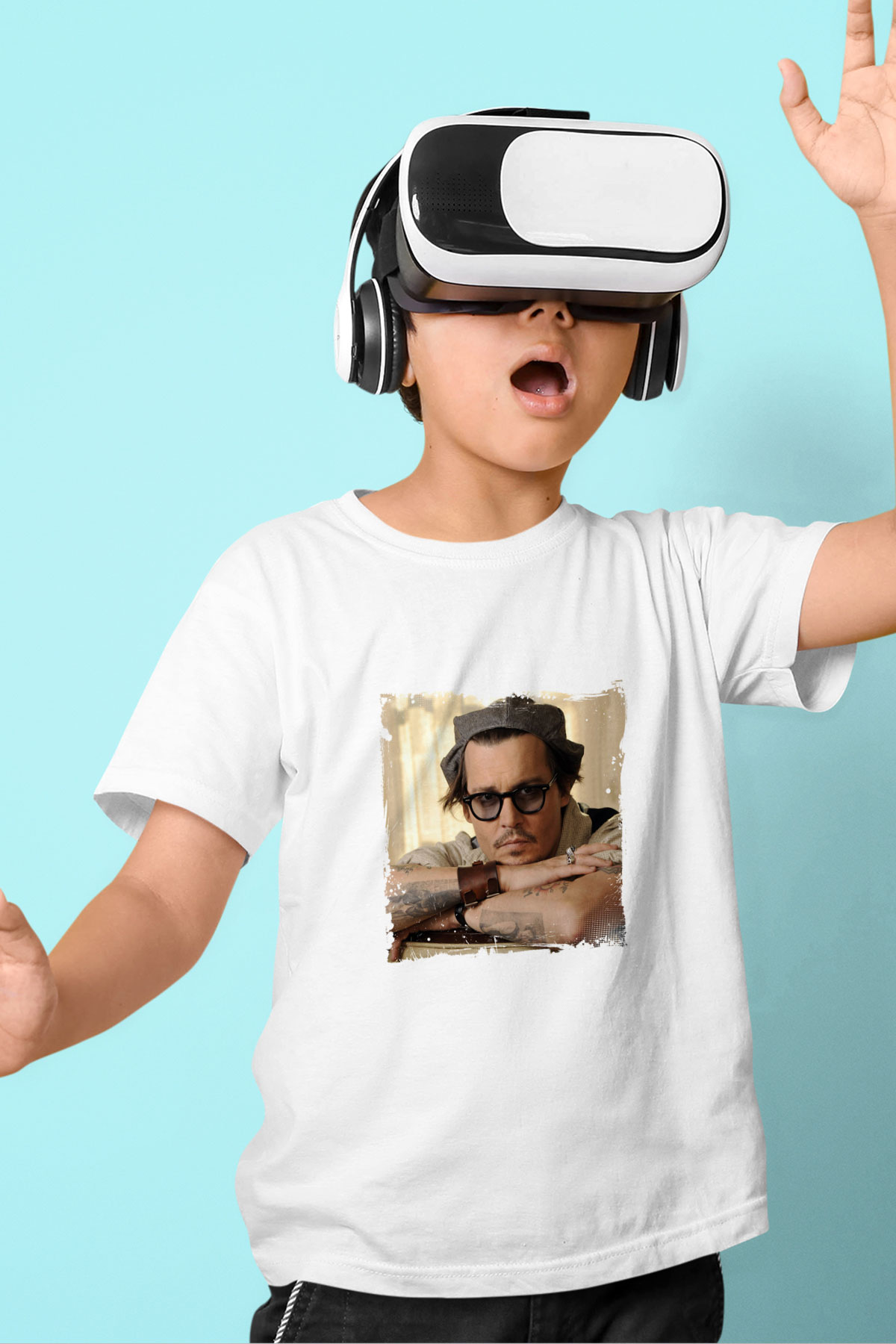 Johnny Depp Unisex Baskılı Beyaz Çocuk Tişört