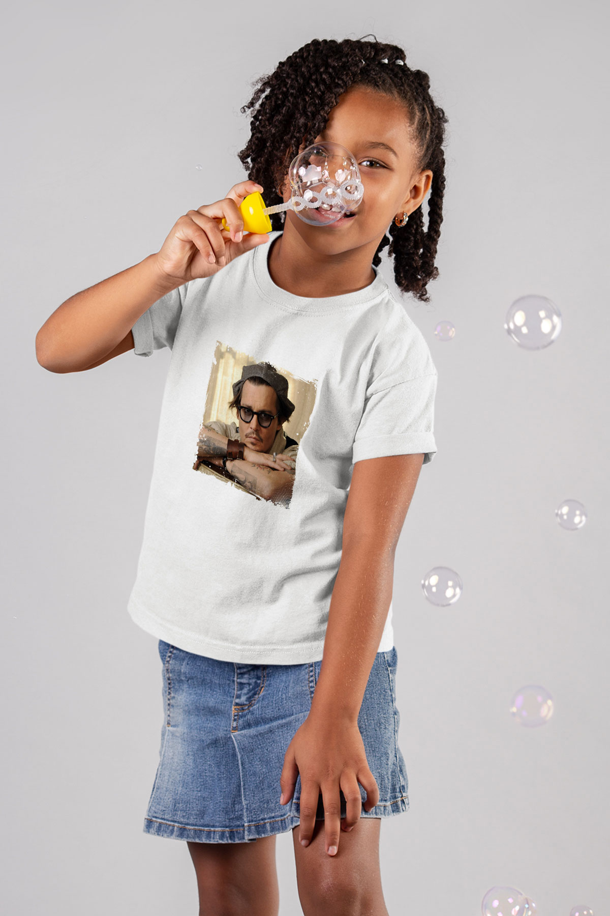 Johnny Depp Unisex Baskılı Beyaz Çocuk Tişört