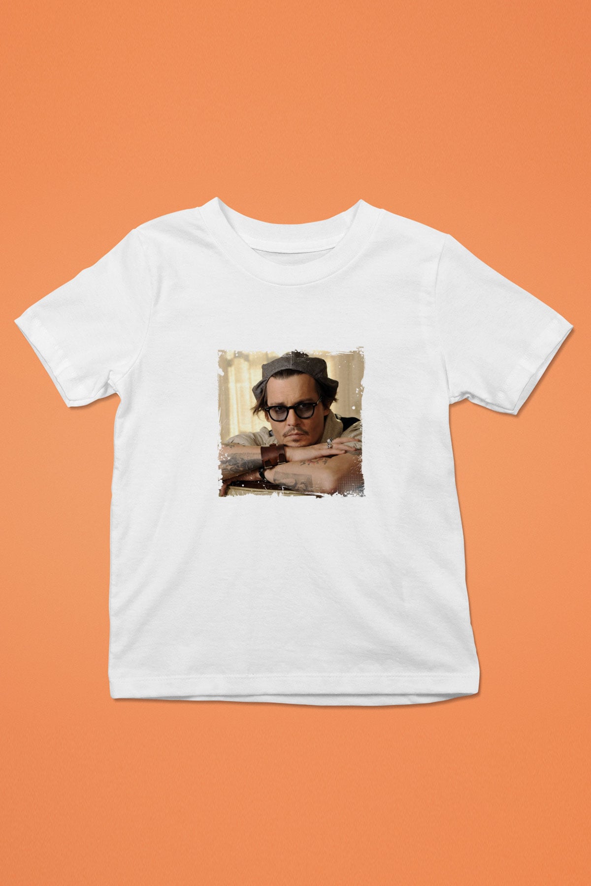 Johnny Depp Unisex Baskılı Beyaz Çocuk Tişört