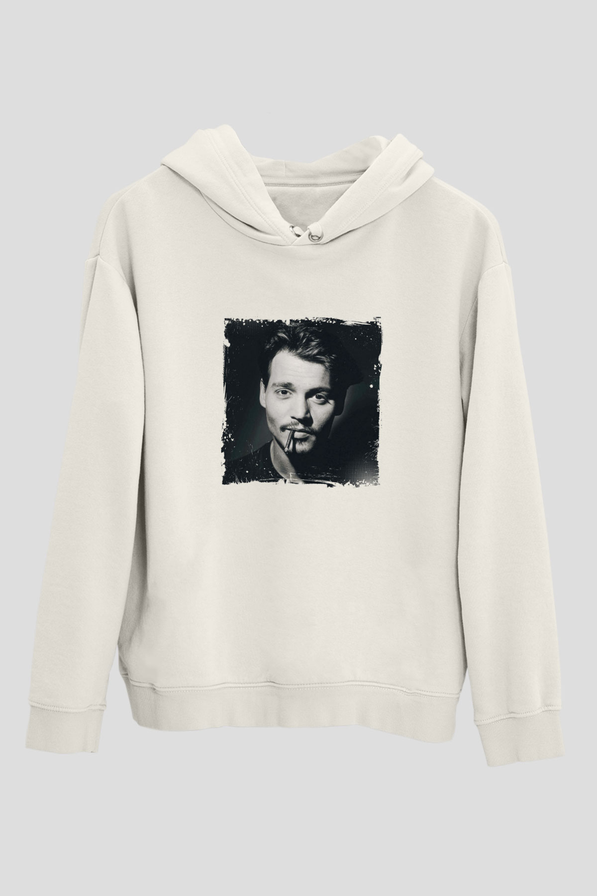 Johnny Depp Unisex Baskılı Beyaz Kapüşonlu Sweatshirt