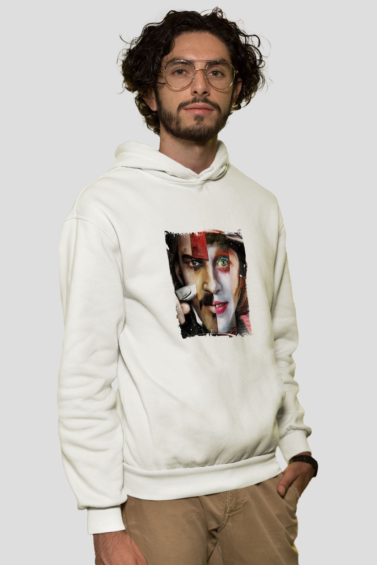 Johnny Depp Unisex Baskılı Beyaz Kapüşonlu Sweatshirt