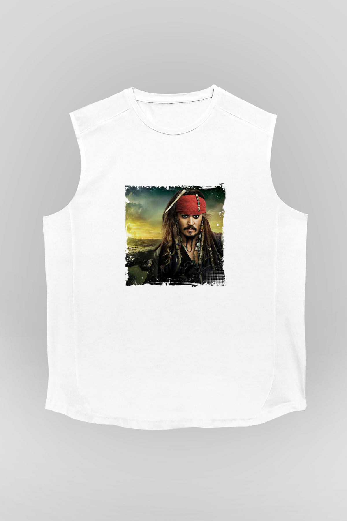 Johnny Depp Unisex Baskılı Beyaz Kolsuz Tişört