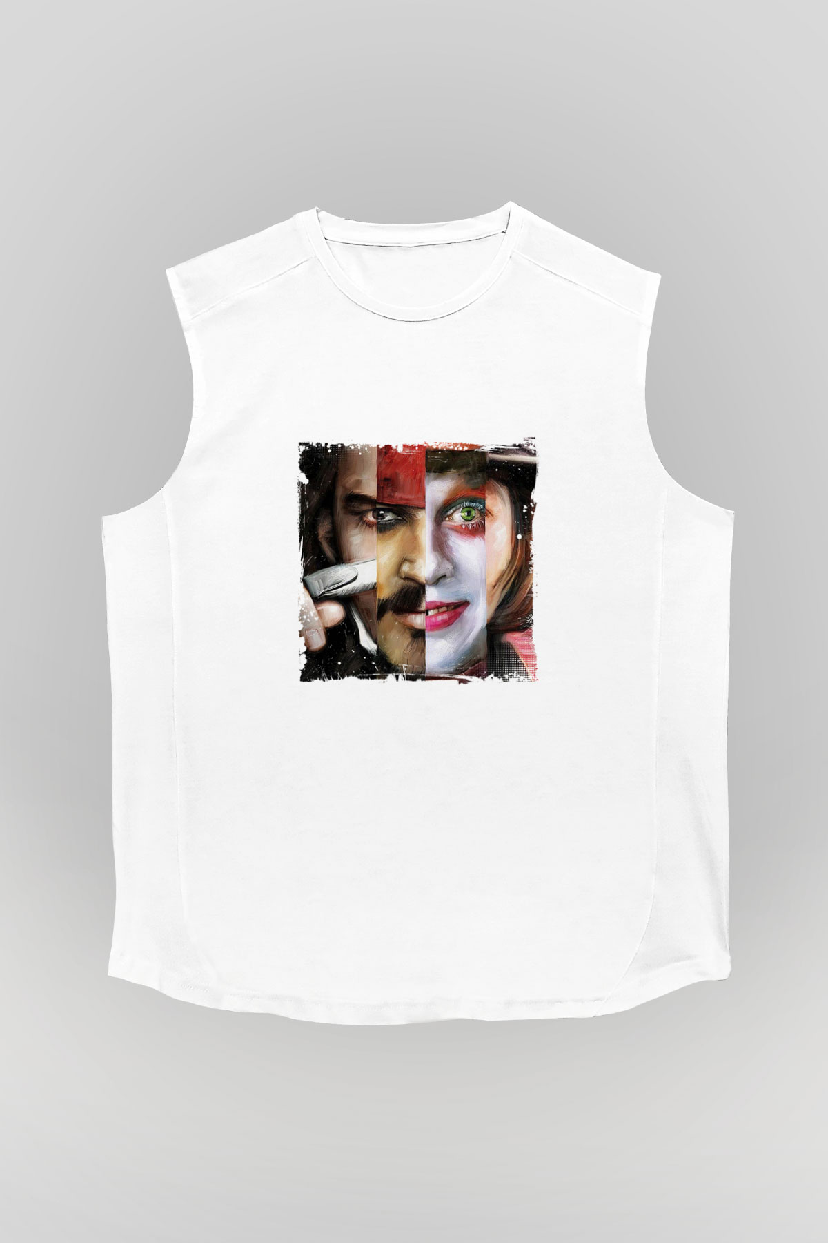 Johnny Depp Unisex Baskılı Beyaz Kolsuz Tişört