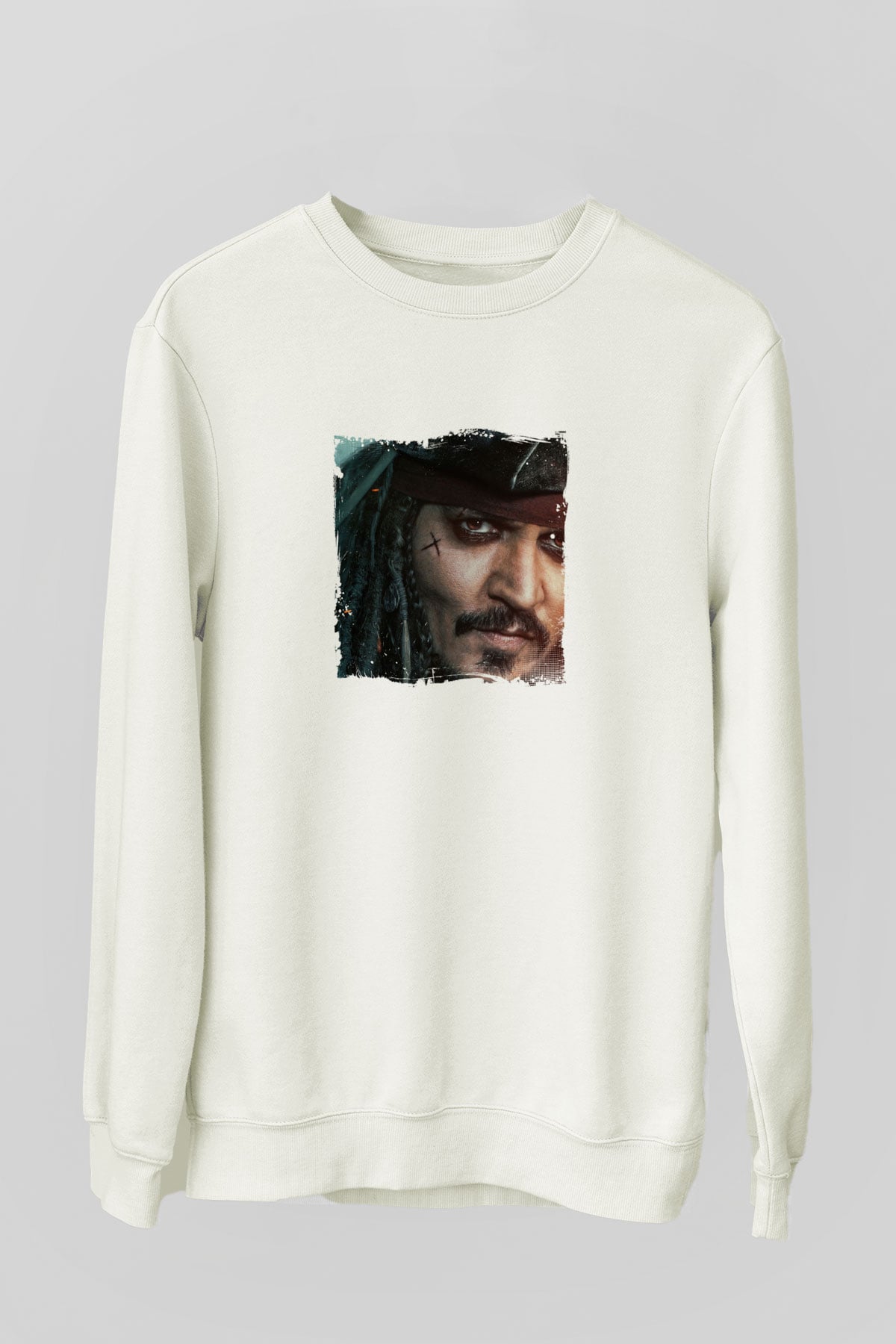 Johnny Depp Unisex Baskılı Beyaz Sweatshirt