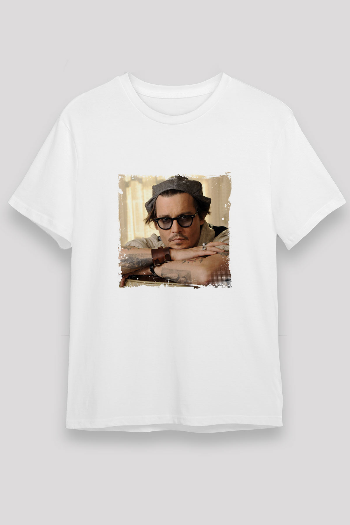 Johnny Depp Unisex Baskılı Beyaz Tişört