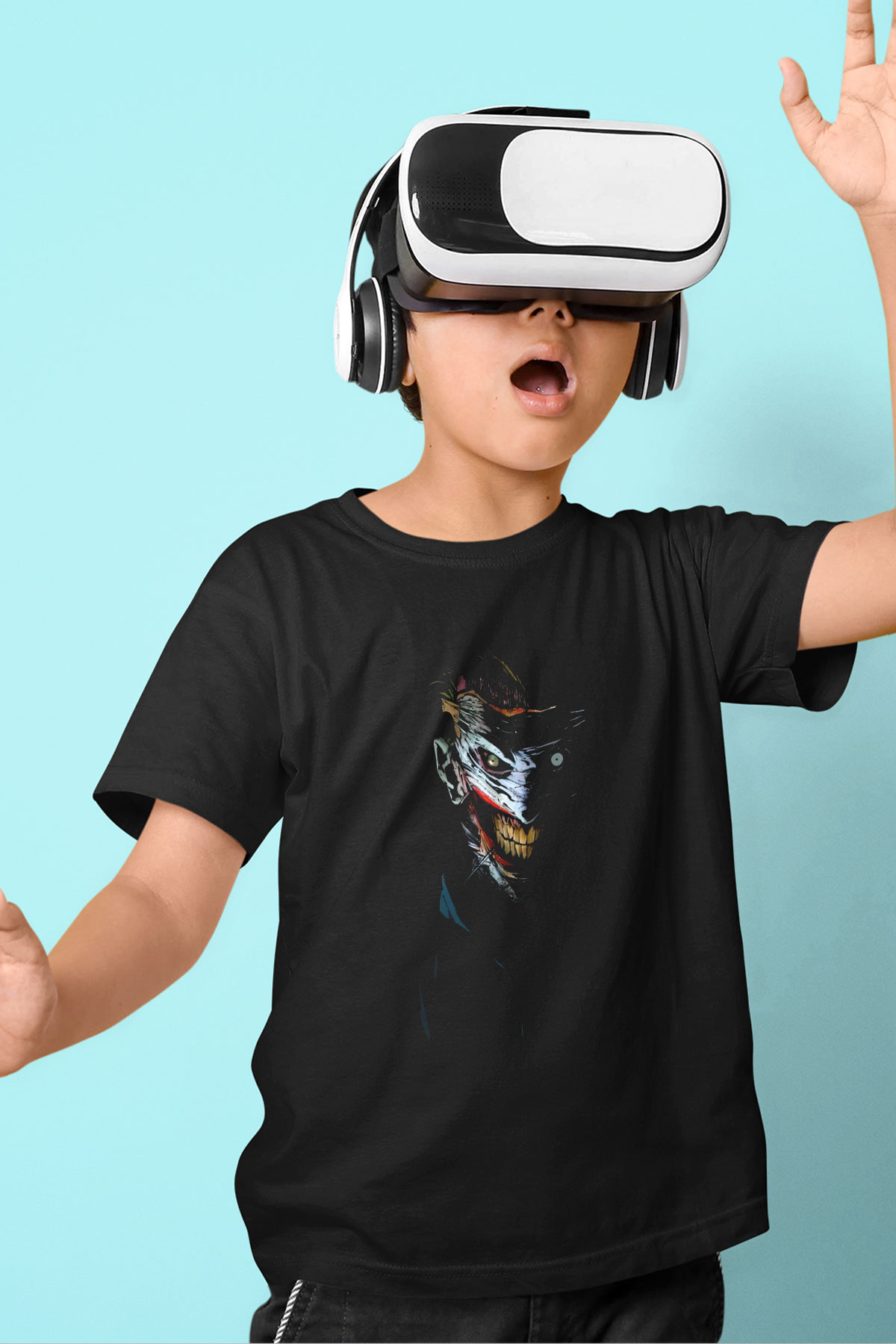 Joker Baskılı Unisex Siyah  Çocuk Tişört