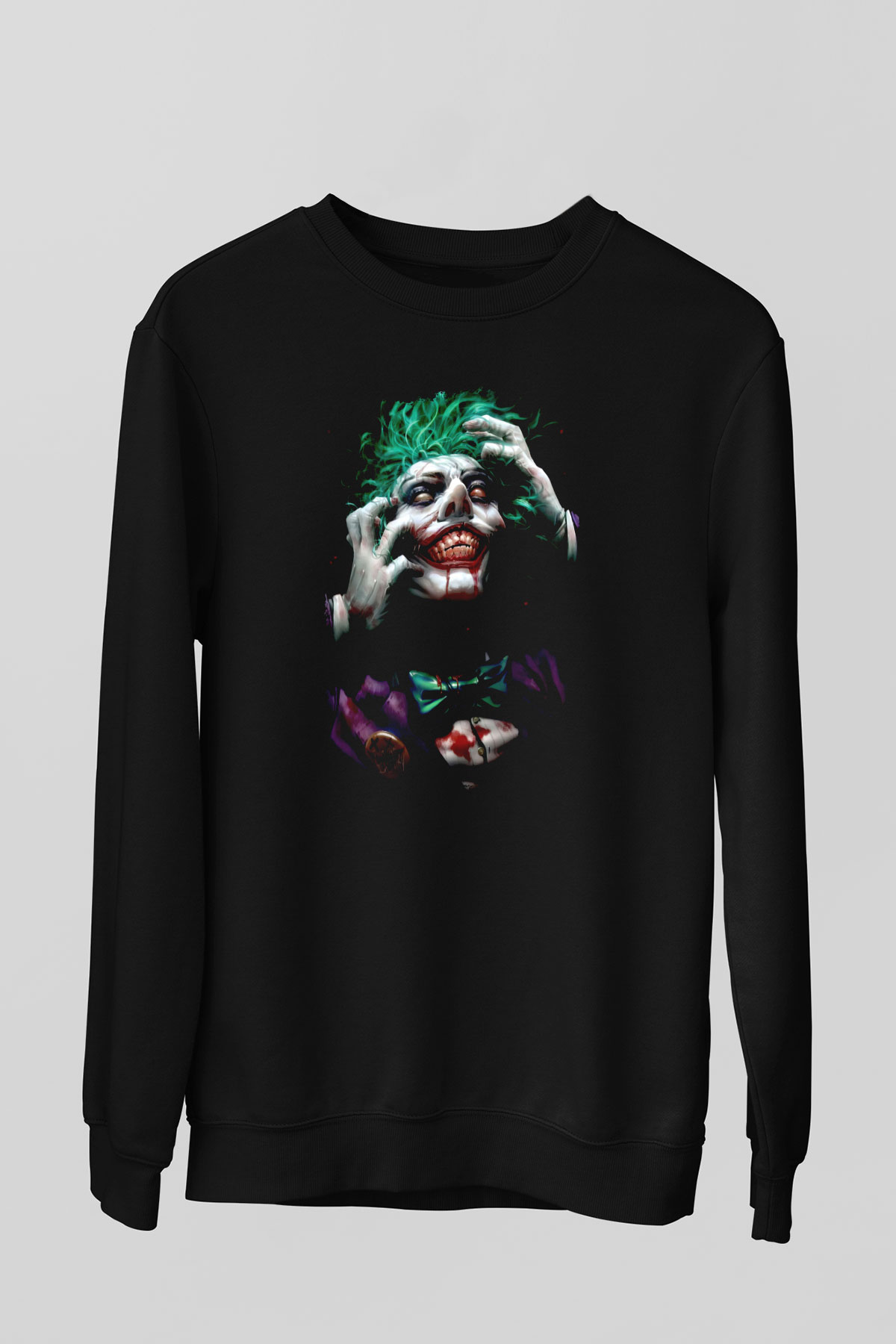 Joker Baskılı Unisex Siyah  Sweatshirt