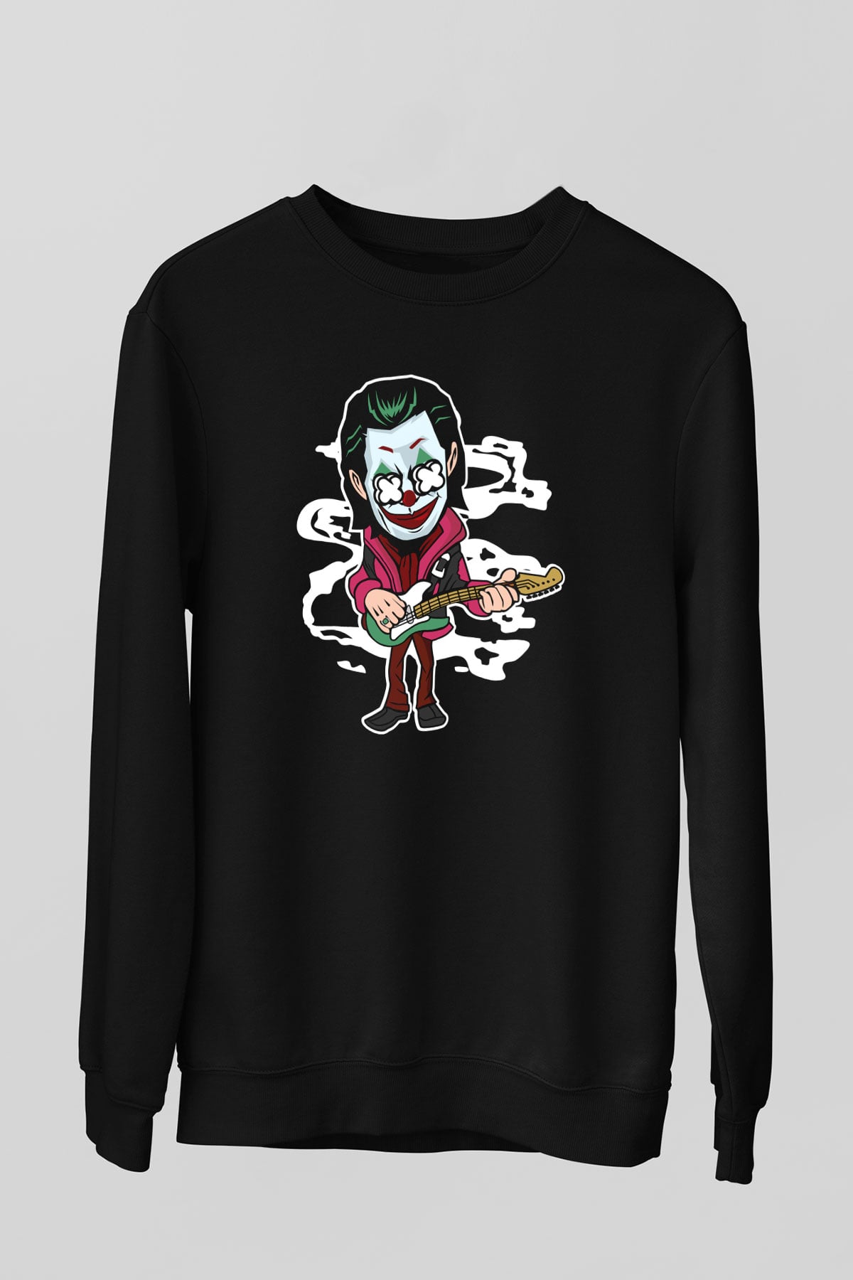 Joker Rockstar Baskılı Unisex Siyah Sweatshirt
