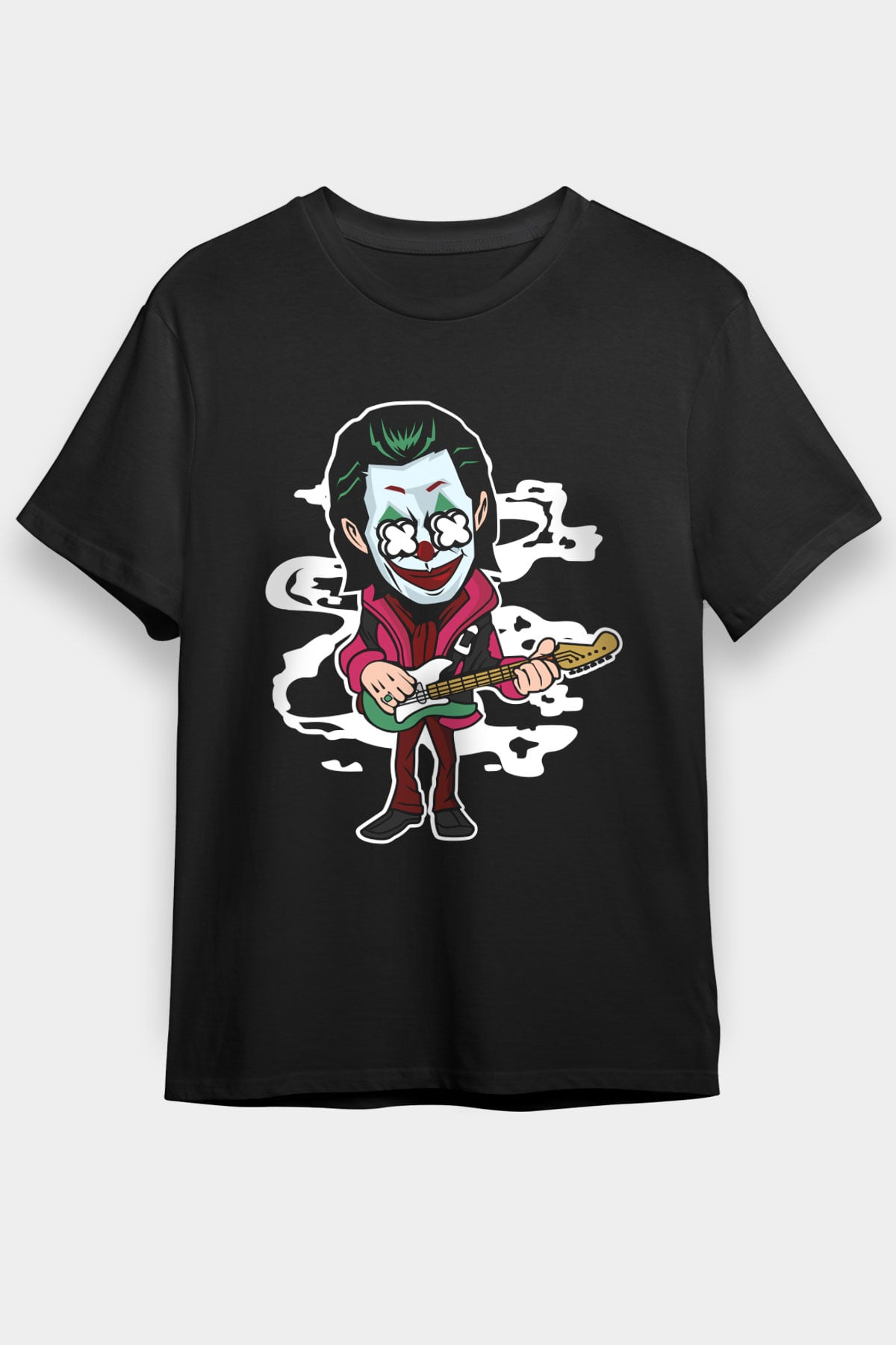 Joker Rockstar Baskılı Unisex Siyah Tişört