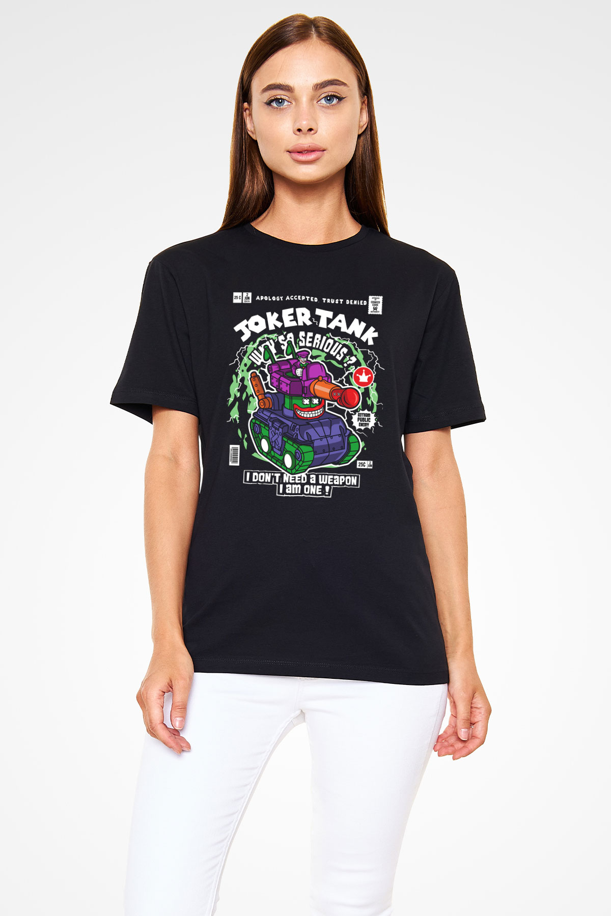 Joker Tank Baskılı Unisex Siyah Tişört