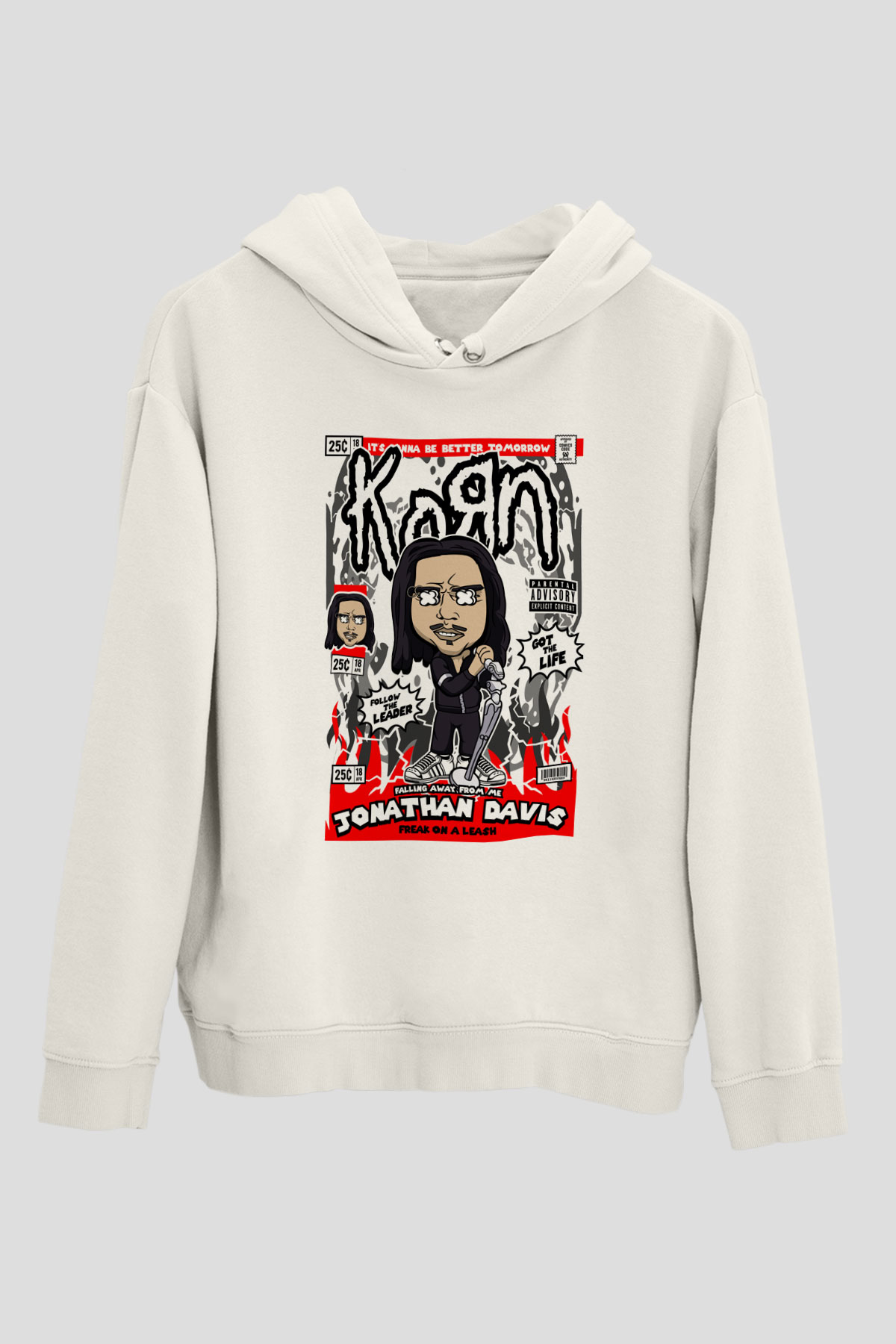 Jonathan Davis KoRn  Baskılı Unisex Beyaz Hoodie