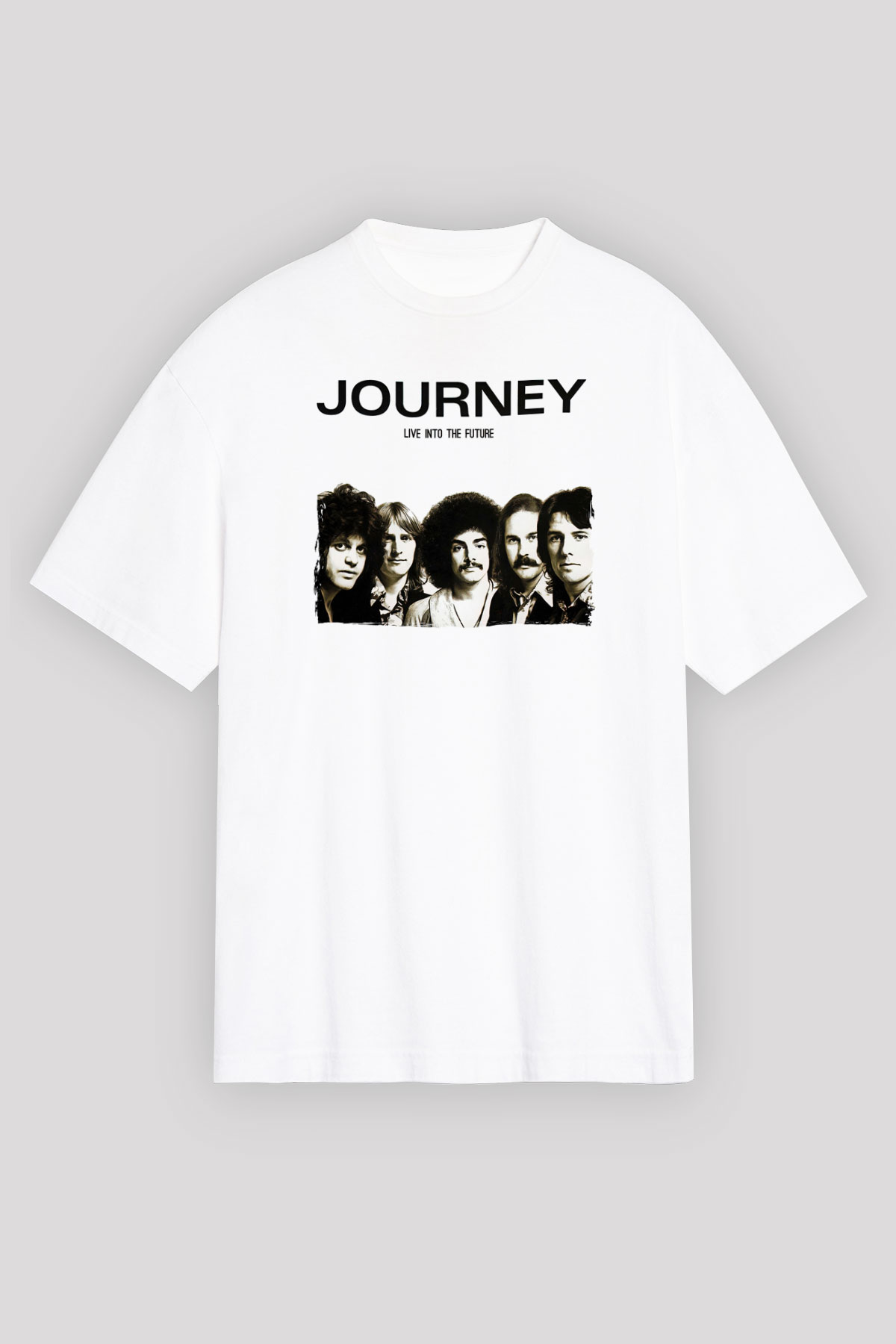 Journey Baskılı Beyaz Unisex Oversize Tişört - Tshirt