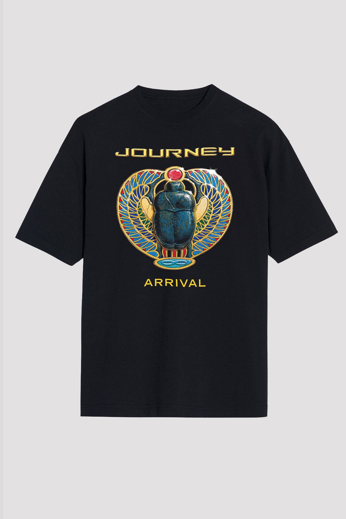 Journey Baskılı Unisex Siyah Oversize Tişört - Tshirt