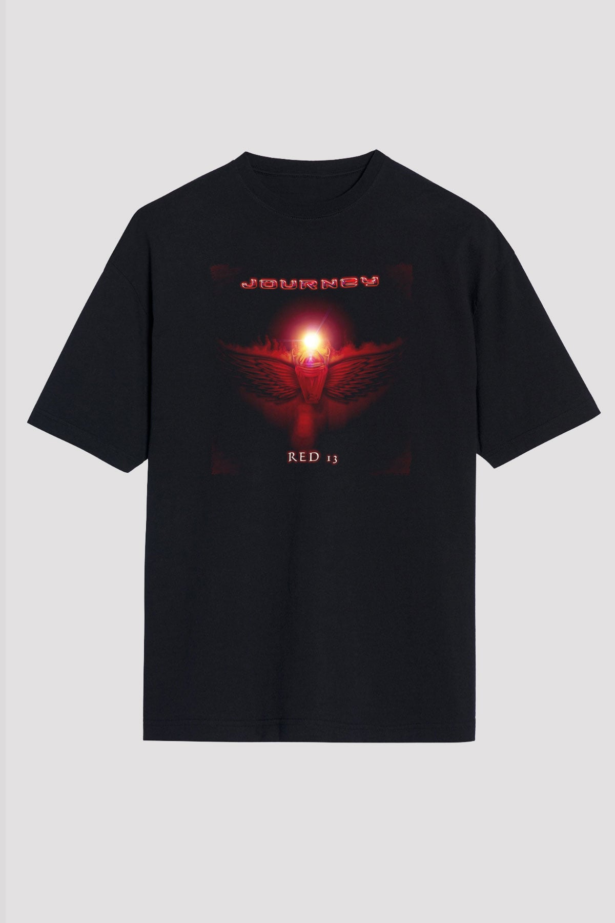 Journey Baskılı Unisex Siyah Oversize Tişört - Tshirt