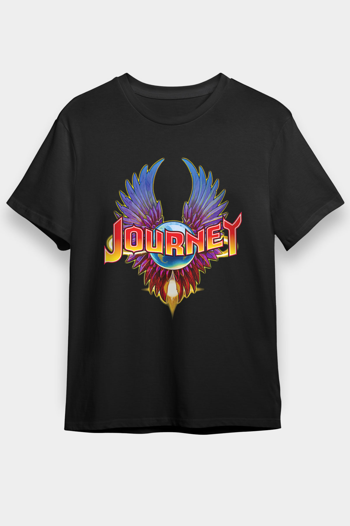 Journey Baskılı Unisex Siyah Tişört - Tshirt
