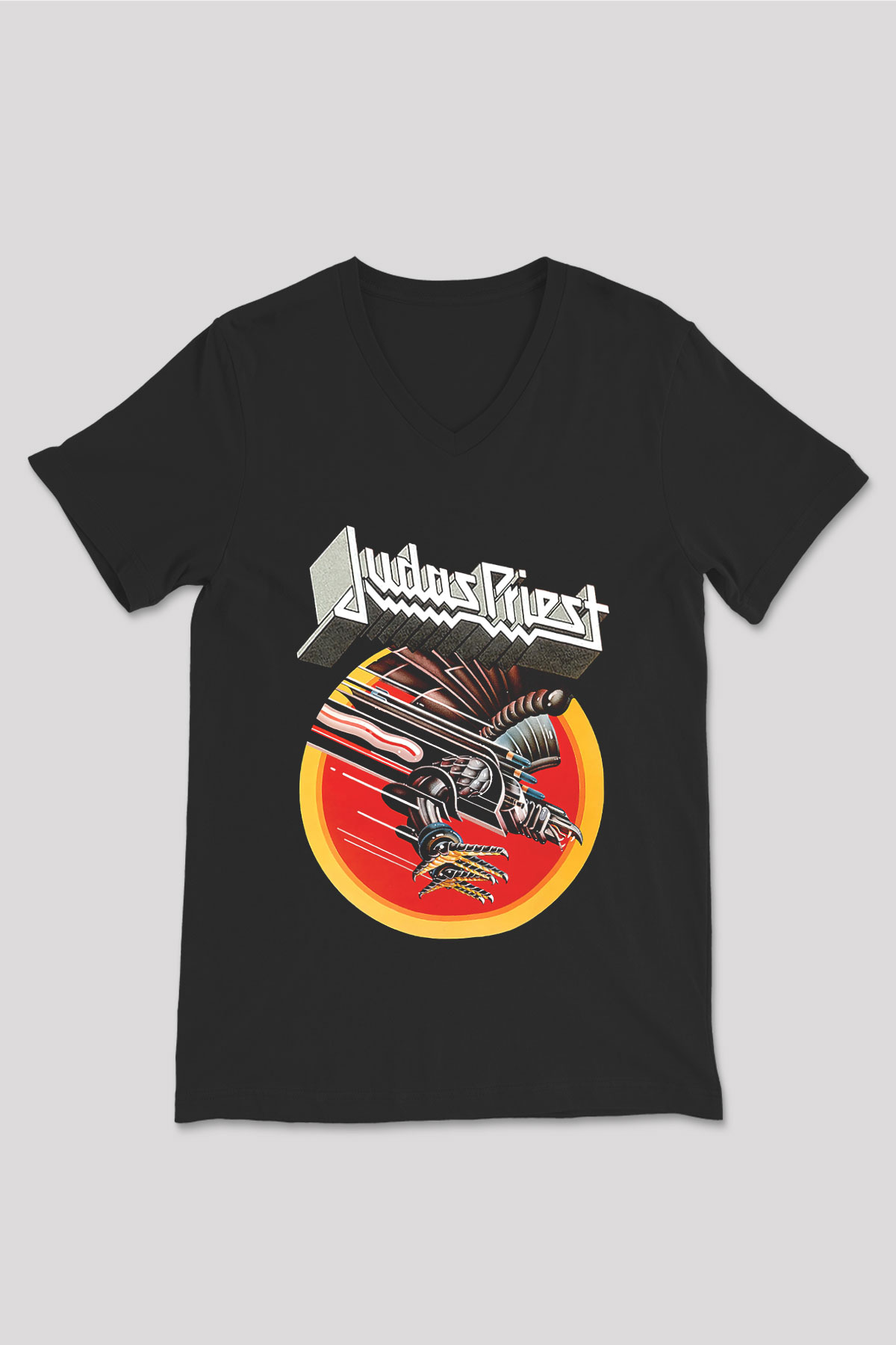 Judas Priest Siyah Unisex V Yaka Tişört T-Shirt