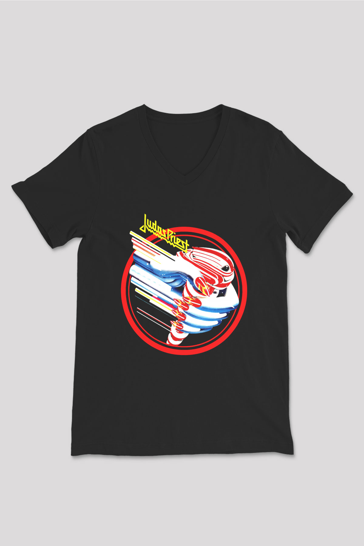 Judas Priest Siyah Unisex V Yaka Tişört T-Shirt