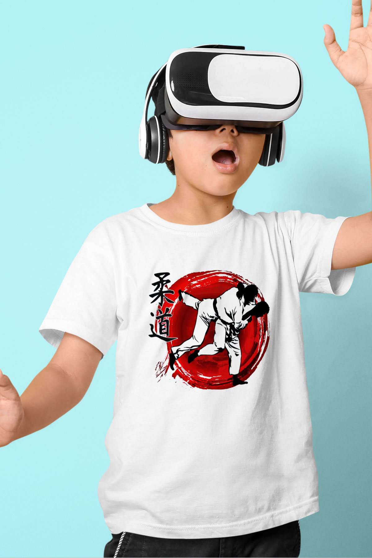 Judo Baskılı Beyaz Unisex Çocuk Tişört