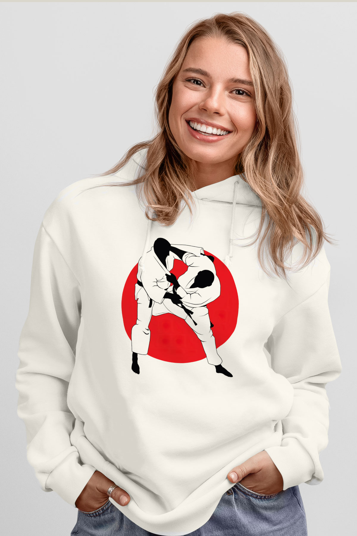 Judo Beyaz Unisex Hoodie