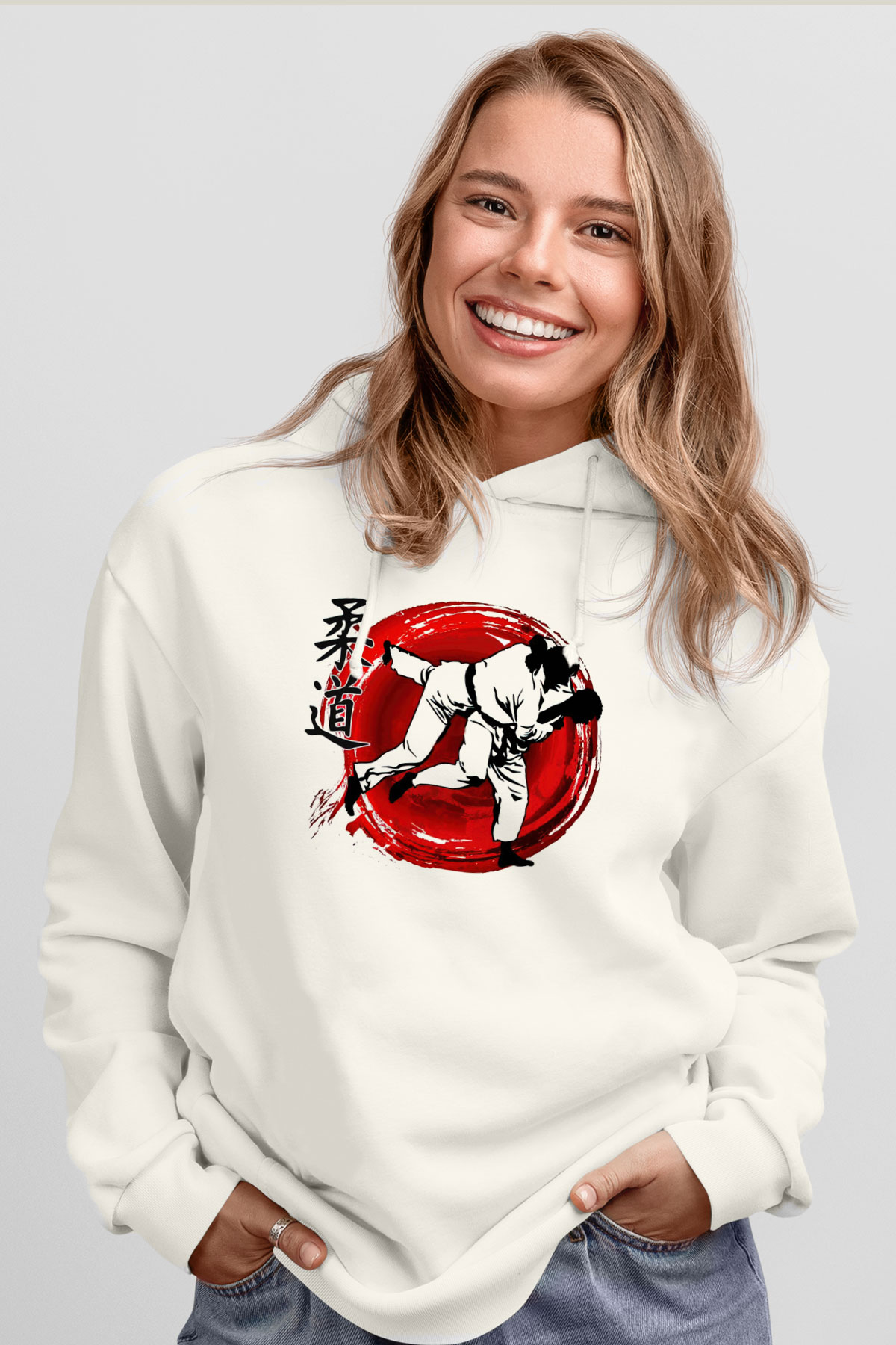 Judo Beyaz Unisex Hoodie