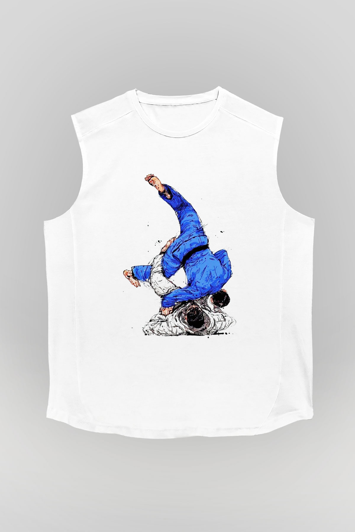 Judo Beyaz Unisex Kolsuz Tişört