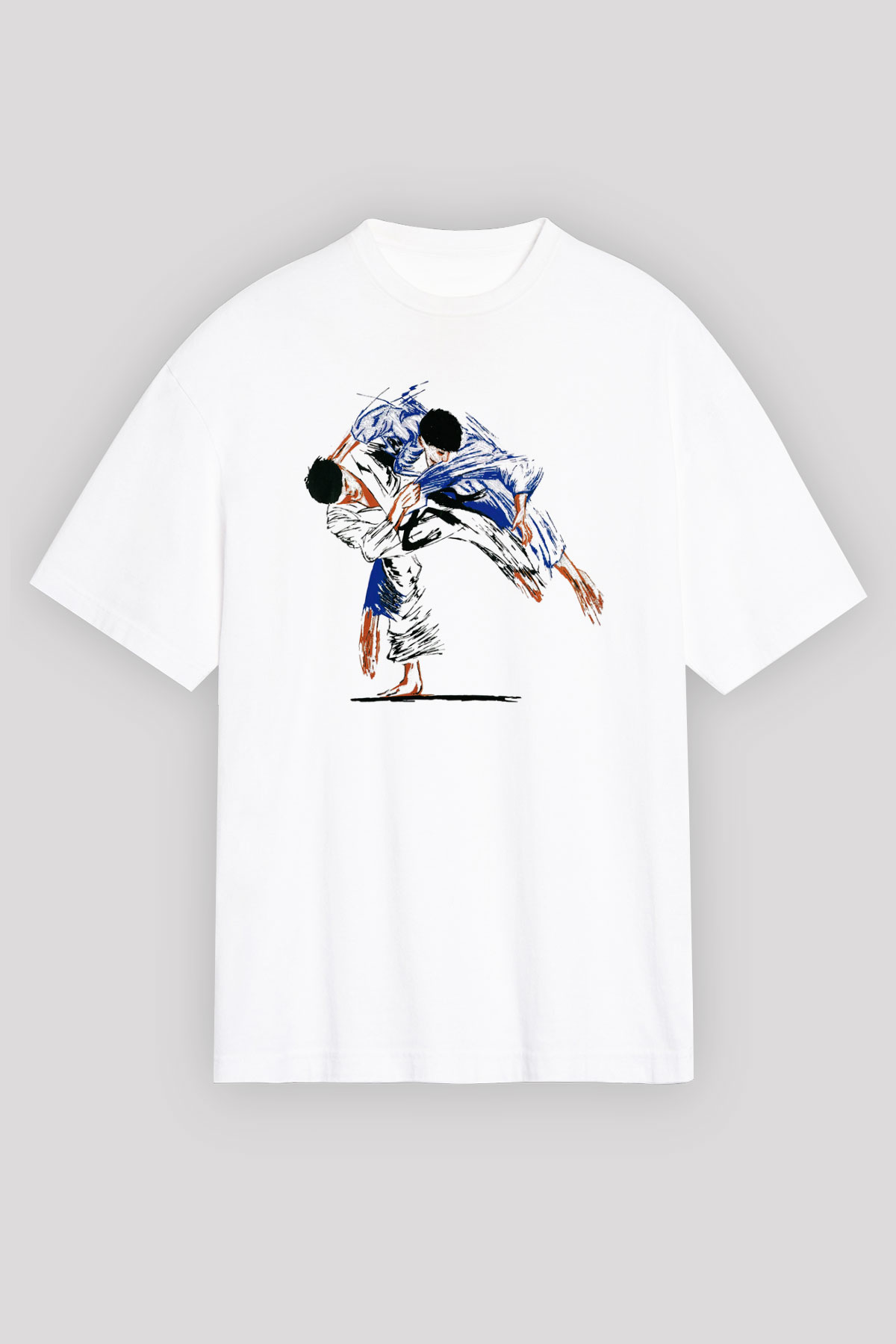 Judo Beyaz Unisex Oversize Tişört T-Shirt