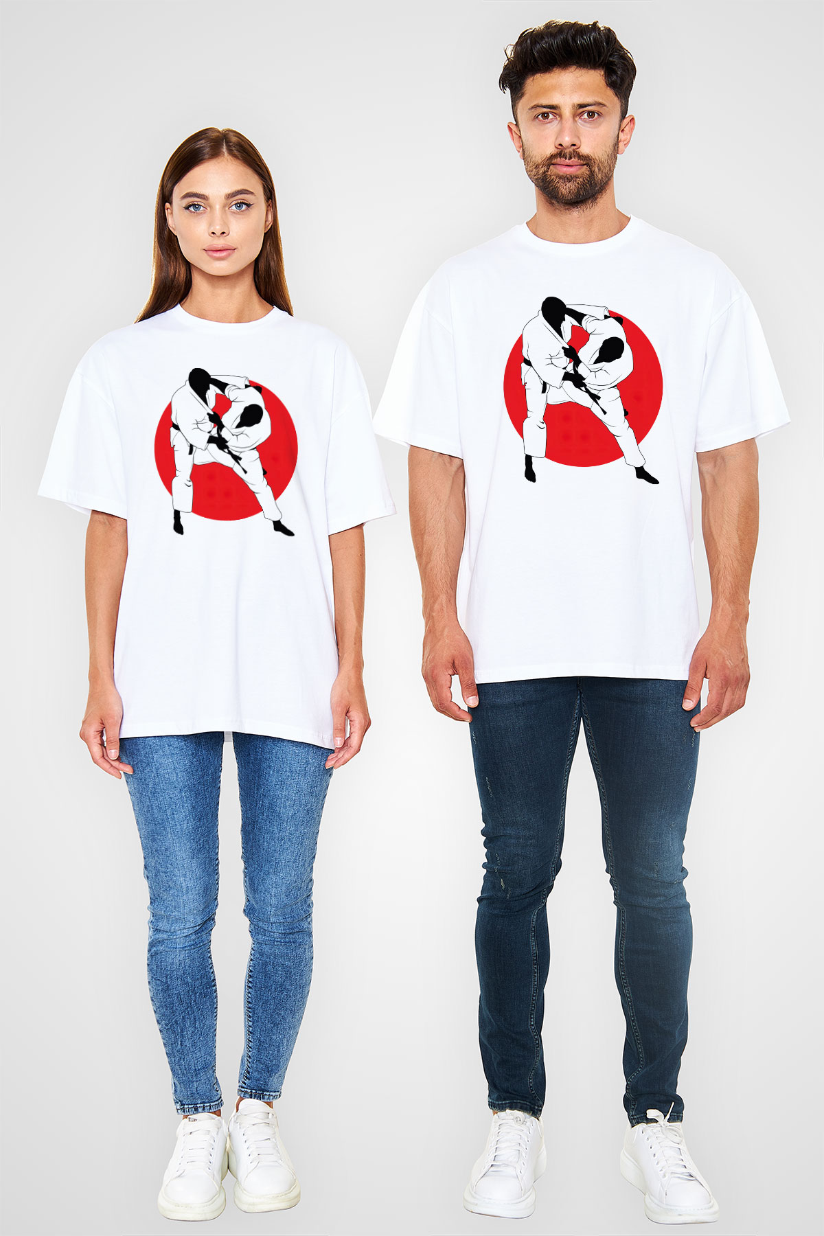 Judo Beyaz Unisex Oversize Tişört T-Shirt