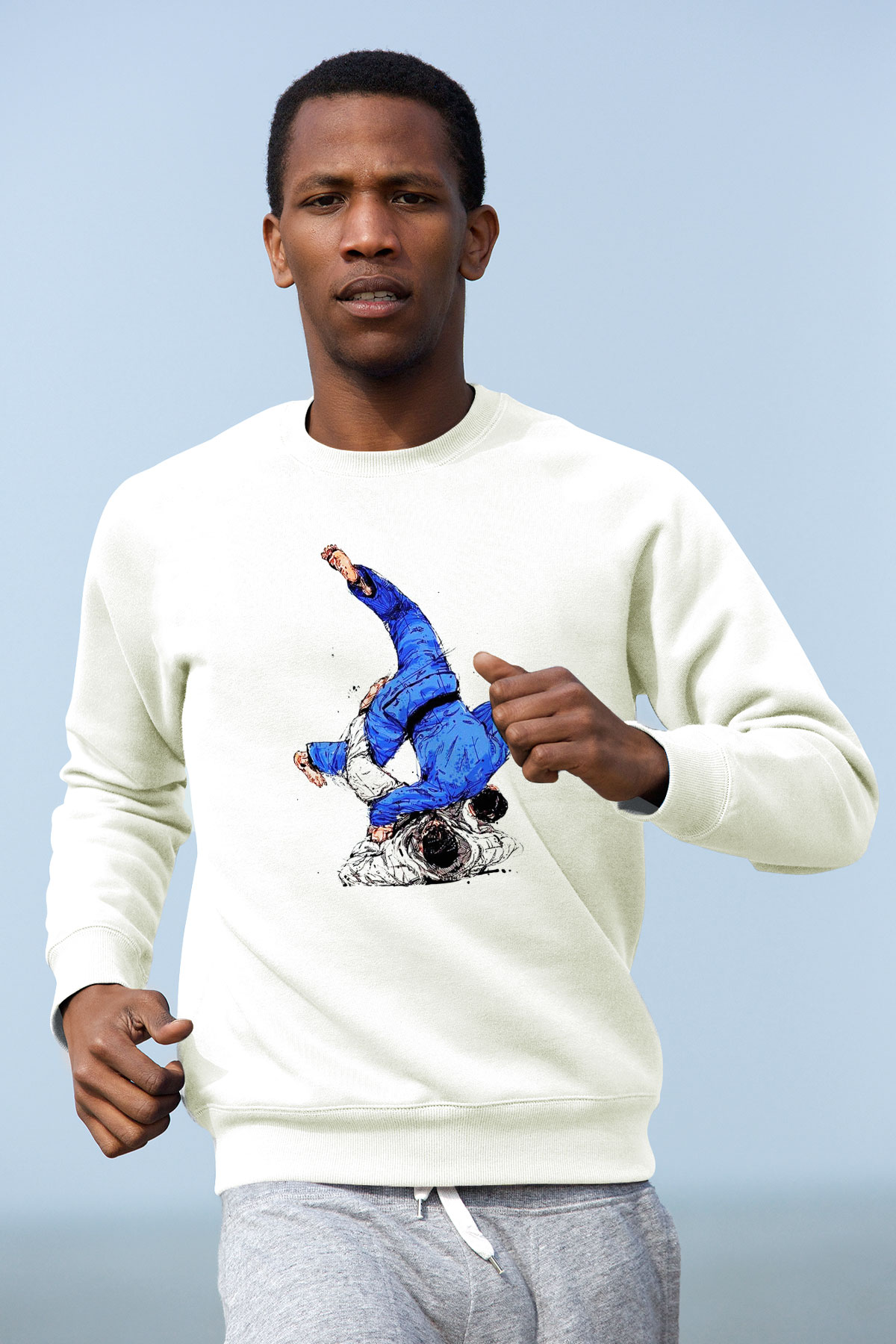 Judo Beyaz Unisex Sweatshirt