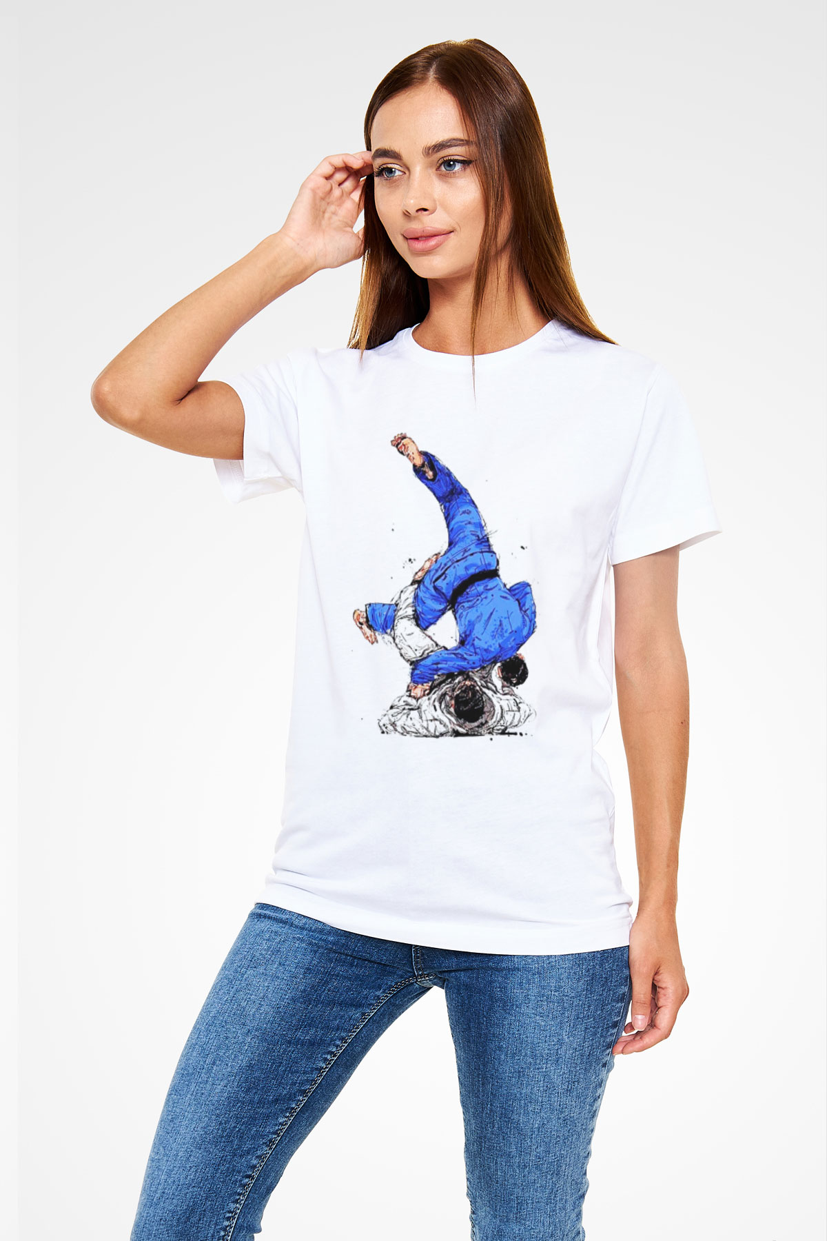 Judo Beyaz Unisex Tişört T-Shirt - TişörtFabrikası