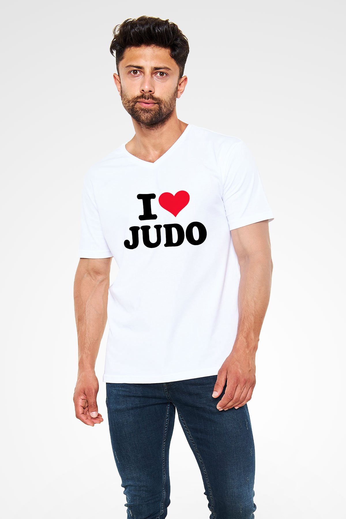 Judo Beyaz Unisex V Yaka Tişört