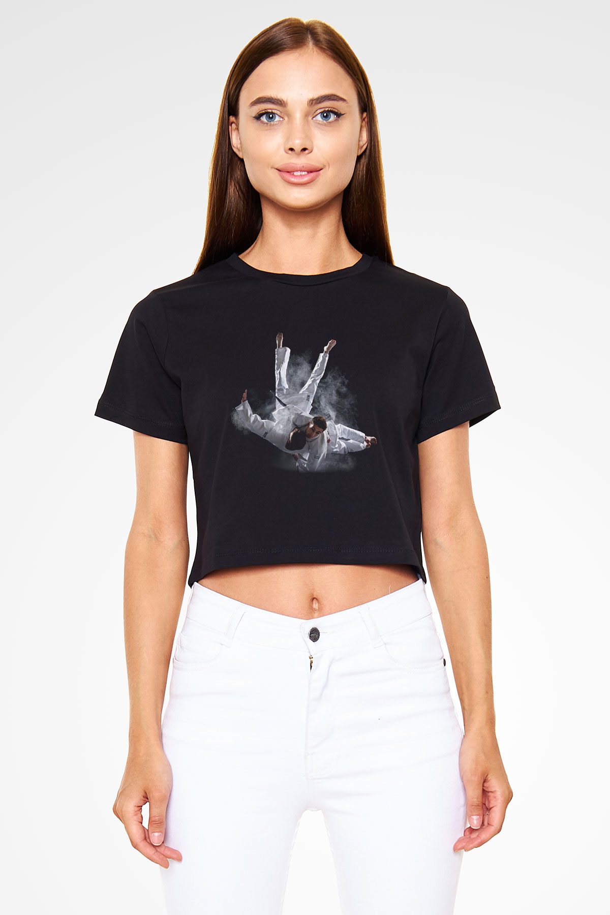 Judo Siyah Crop Top Tişört