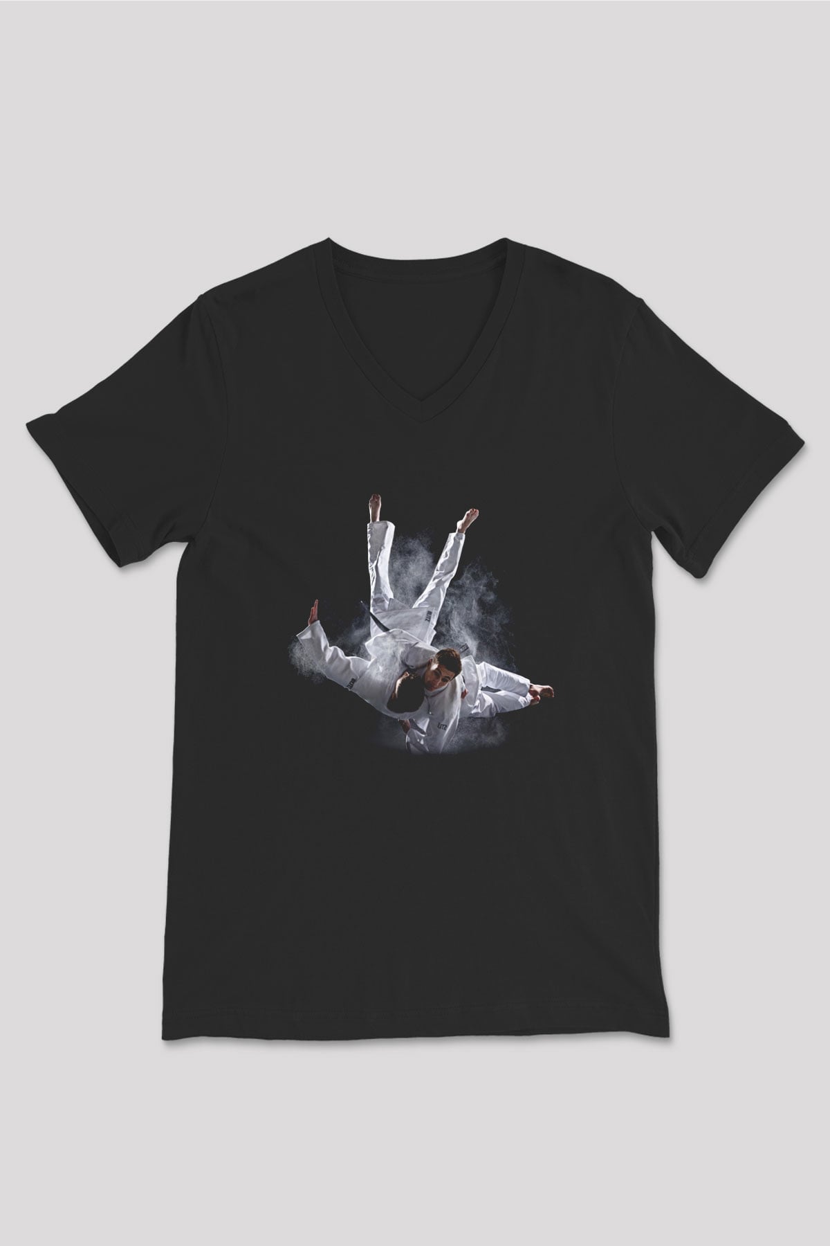 Judo Siyah Unisex V Yaka Tişört T-Shirt