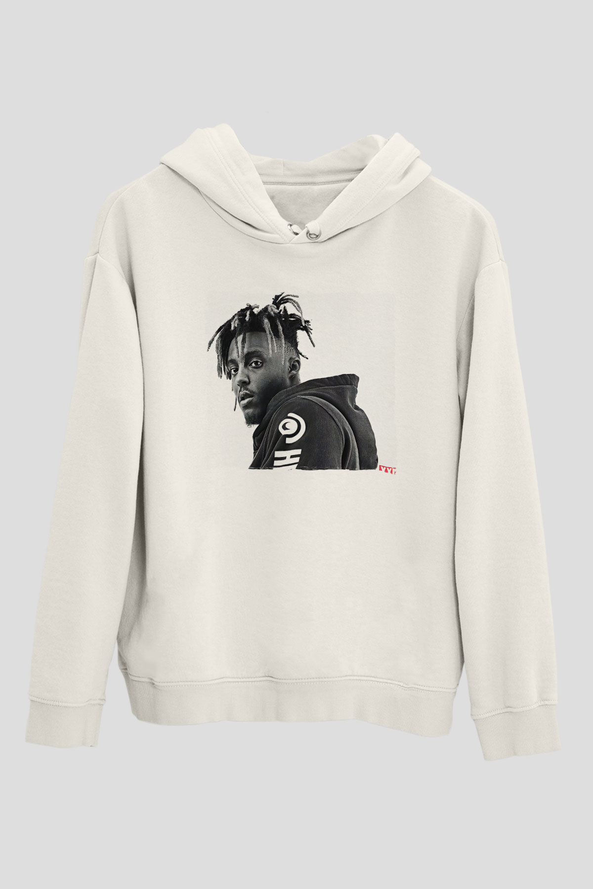 Juice Wrld Baskılı Beyaz Unisex Kapüşonlu Sweatshirt