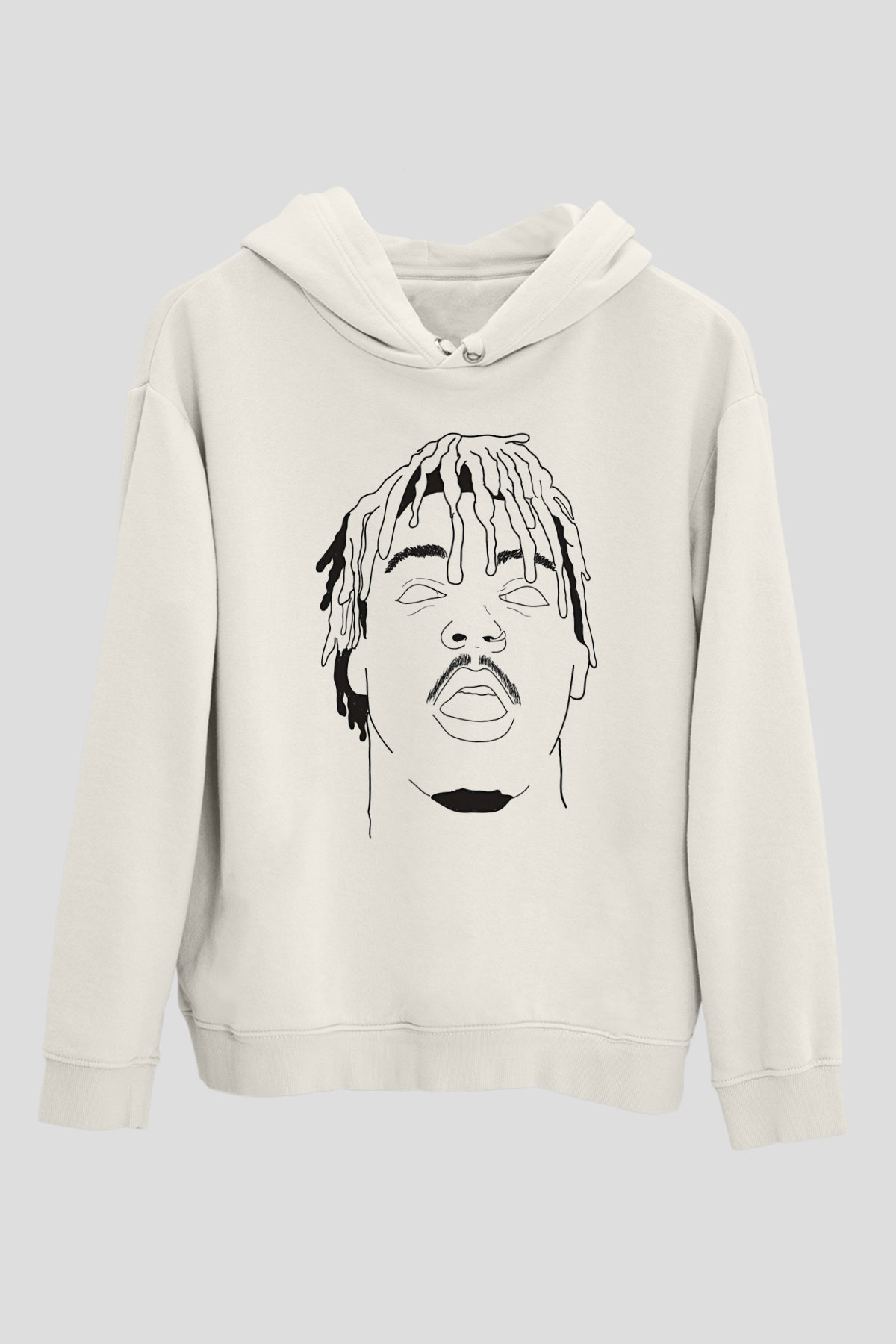 Juice Wrld Baskılı Beyaz Unisex Kapüşonlu Sweatshirt