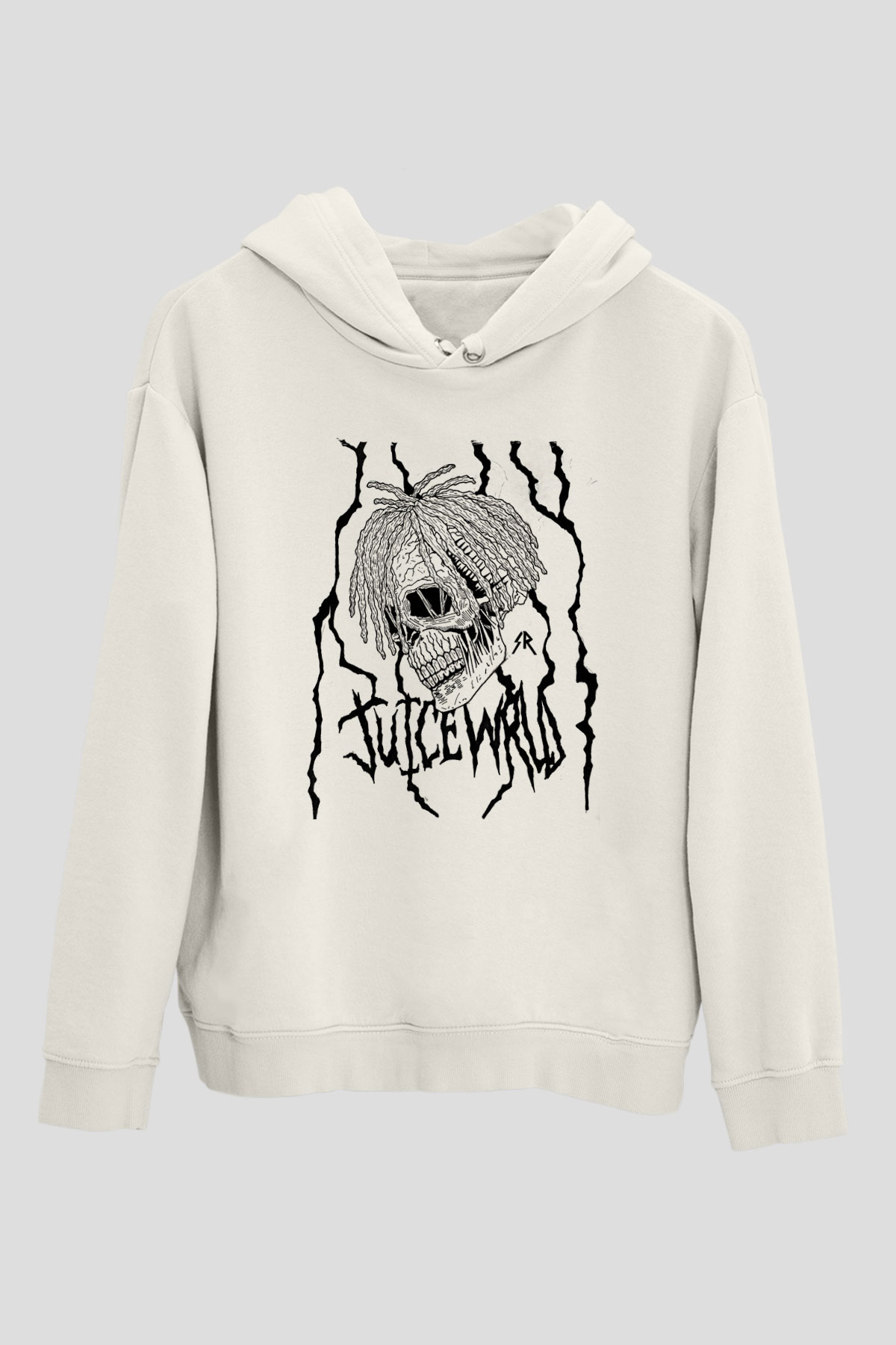 Juice Wrld Baskılı Beyaz Unisex Kapüşonlu Sweatshirt