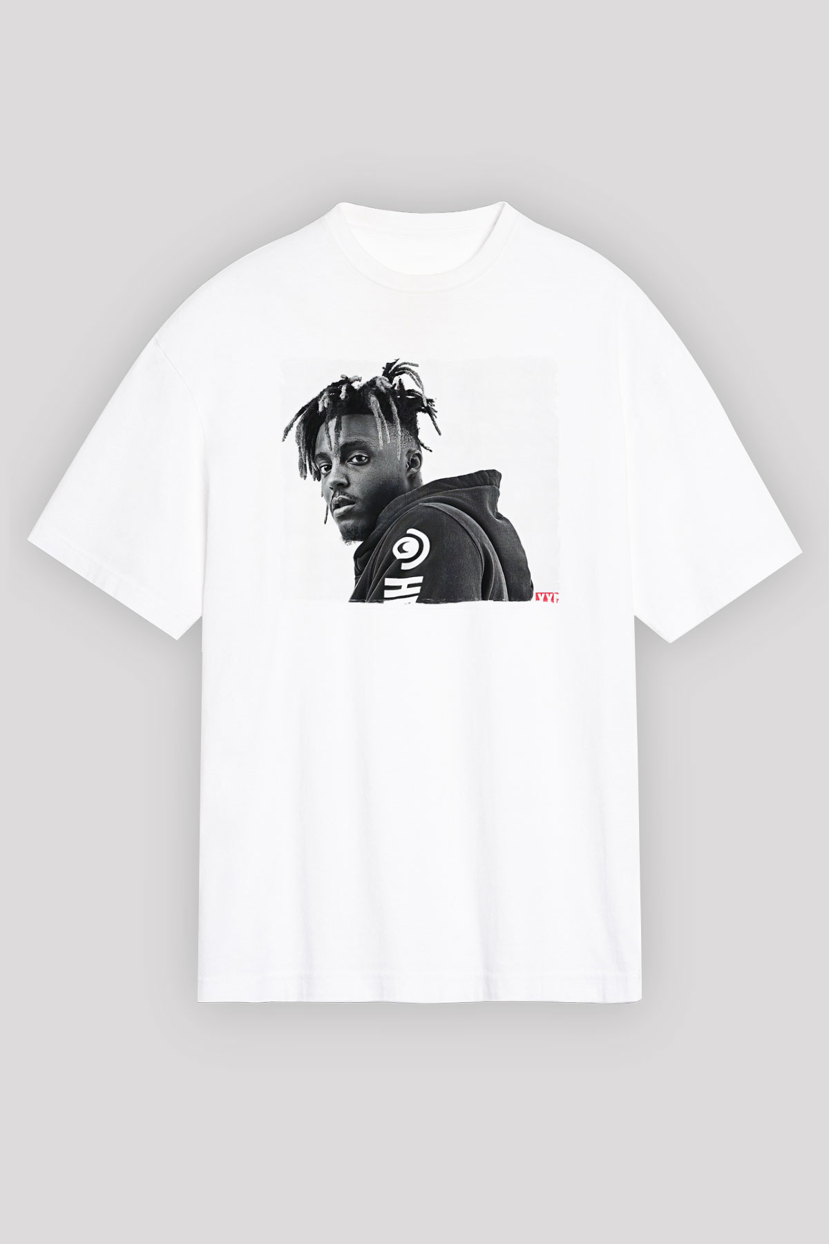 Juice Wrld Baskılı Beyaz Unisex Oversize Tişört - Tshirt