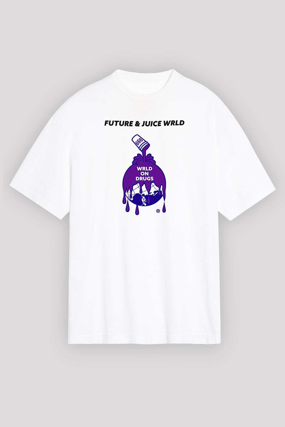 Juice Wrld Baskılı Beyaz Unisex Oversize Tişört - Tshirt