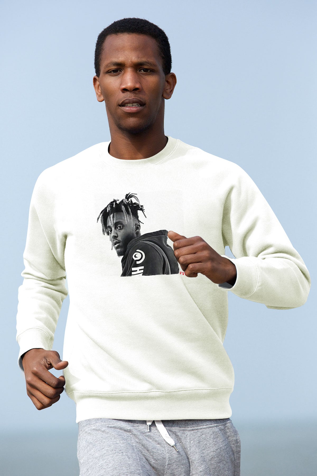 Juice Wrld Baskılı Beyaz Unisex Sweatshirt