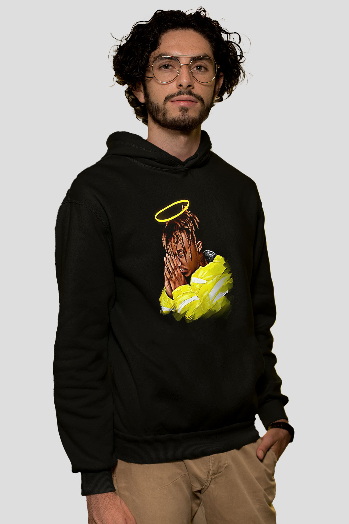 Juice Wrld Baskılı Unisex Siyah Hoodie