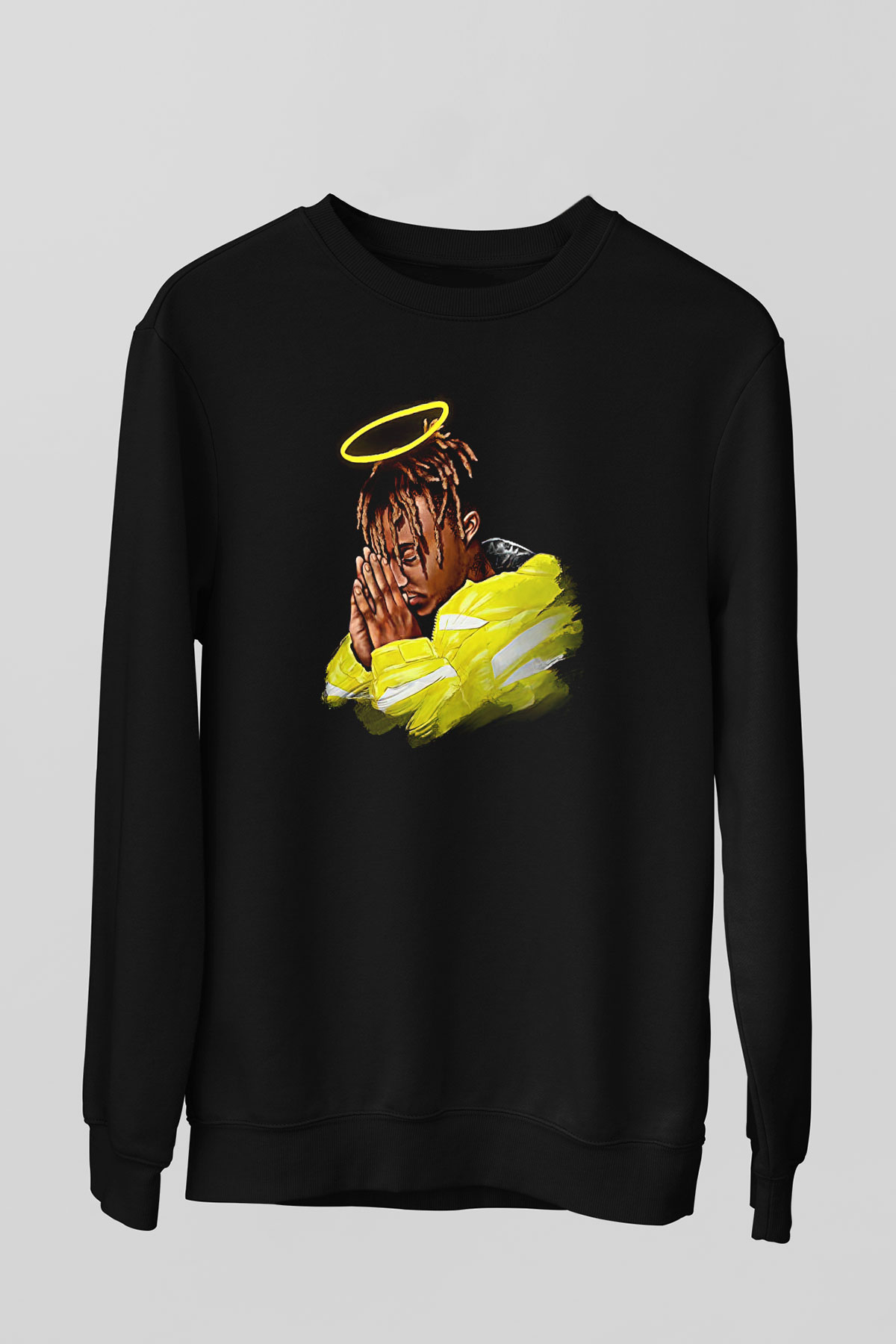 Juice Wrld Baskılı Unisex Siyah Sweatshirt