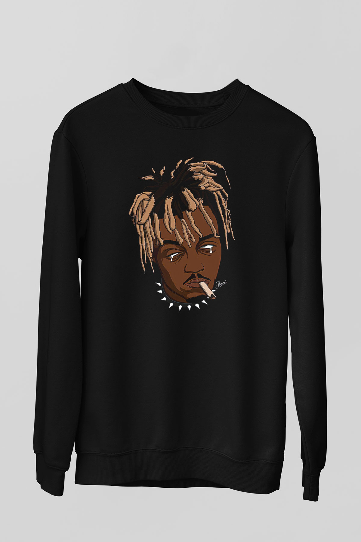 Juice Wrld Baskılı Unisex Siyah Sweatshirt