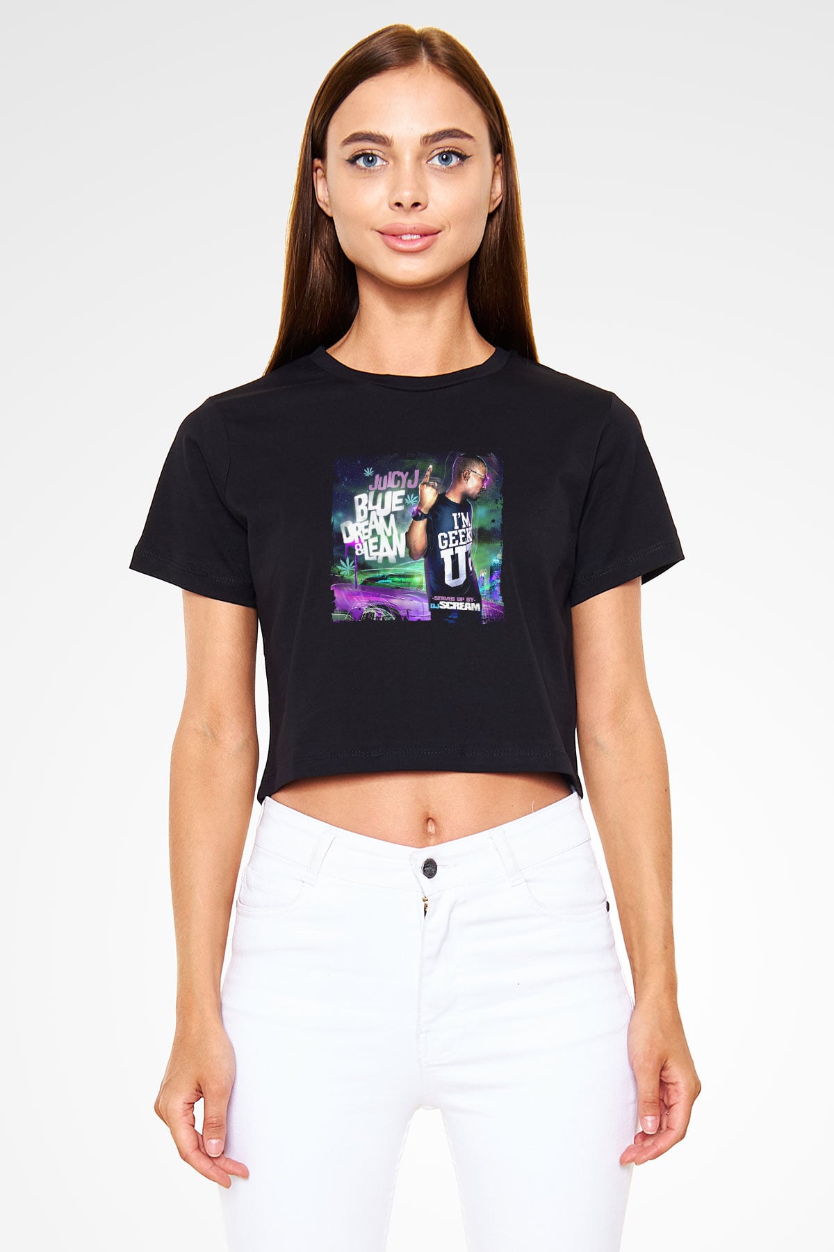 Juicy J Baskılı Crop Top Siyah Kadın Tişört