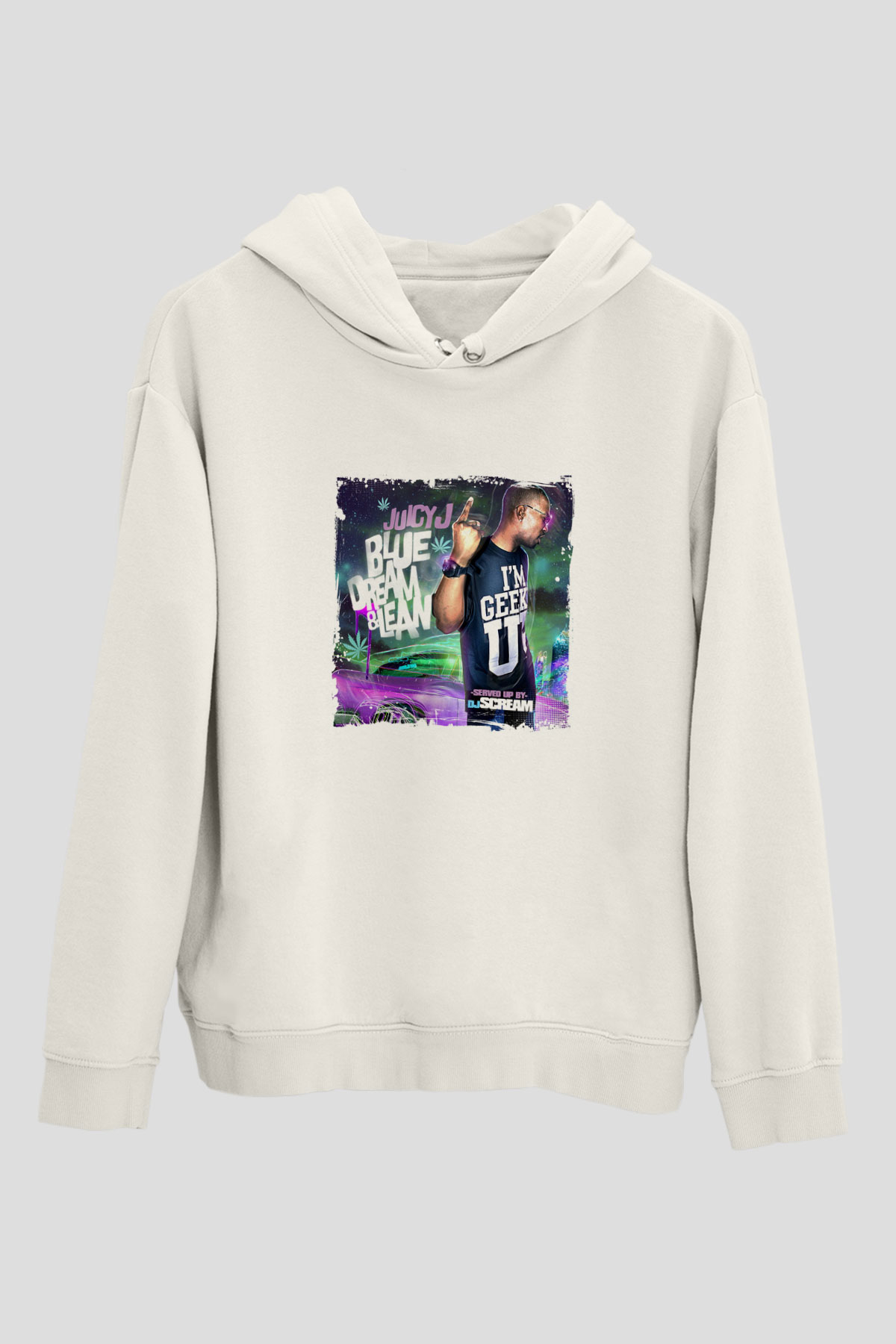 Juicy J Baskılı Unisex Beyaz Kapüşonlu Sweatshirt