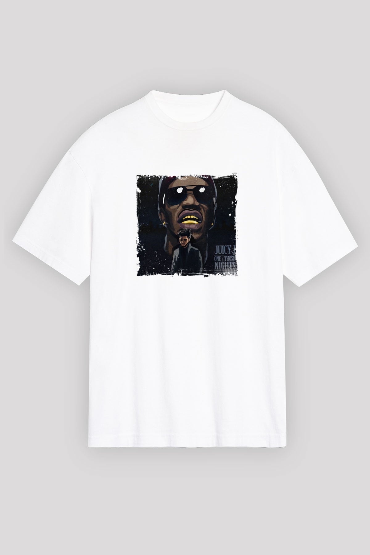 Juicy J Baskılı Oversize Beyaz Tişört