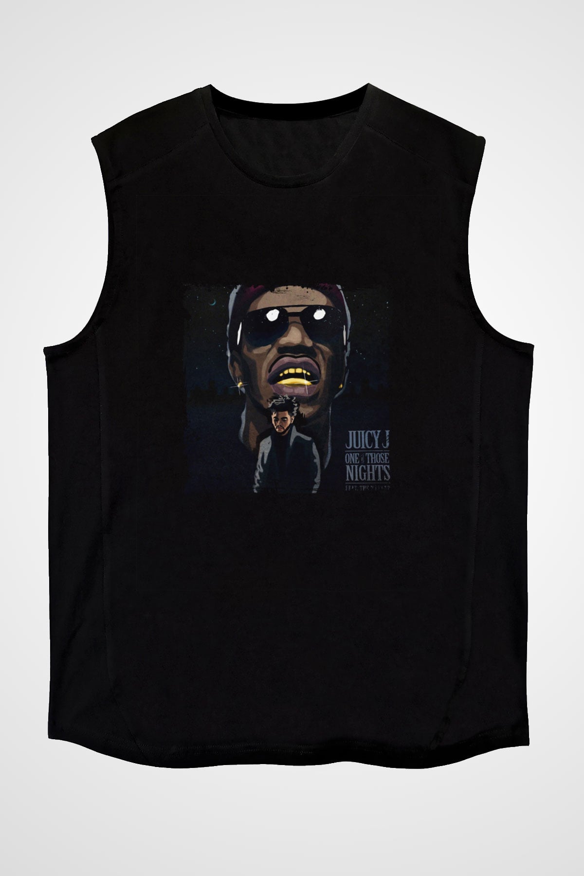 Juicy J Baskılı Unisex Siyah Kolsuz Tişört