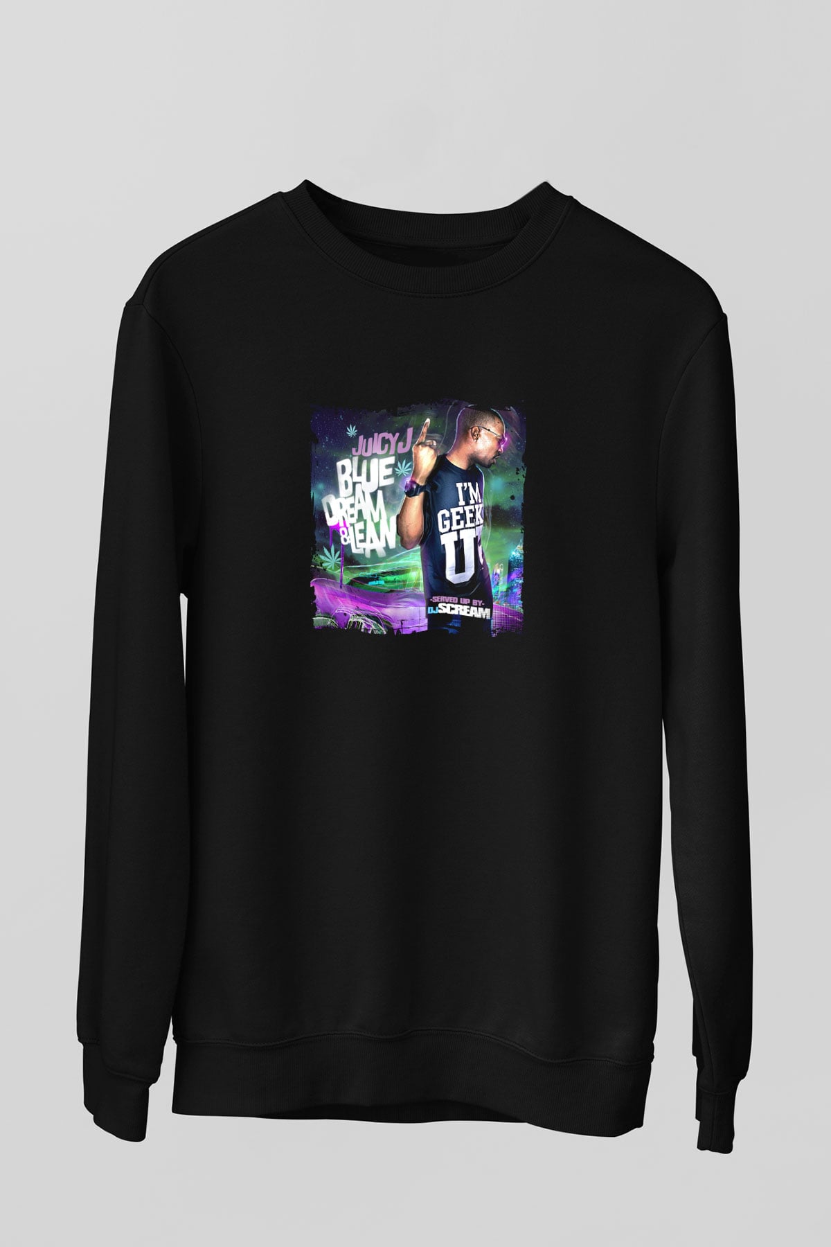 Juicy J Baskılı Unisex Siyah Sweatshirt