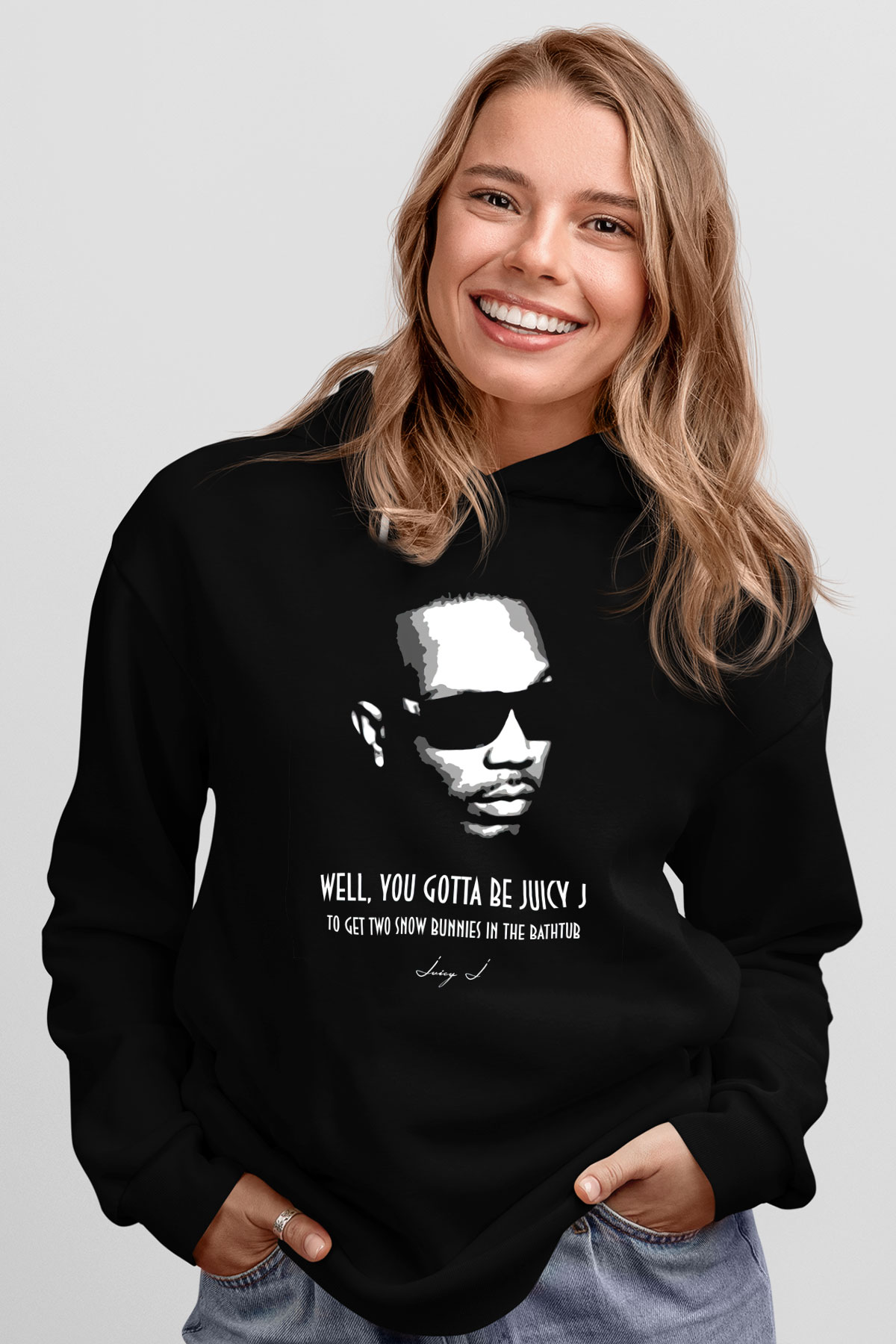 Juicy-J Siyah Unisex Kapüşonlu Sweatshirt